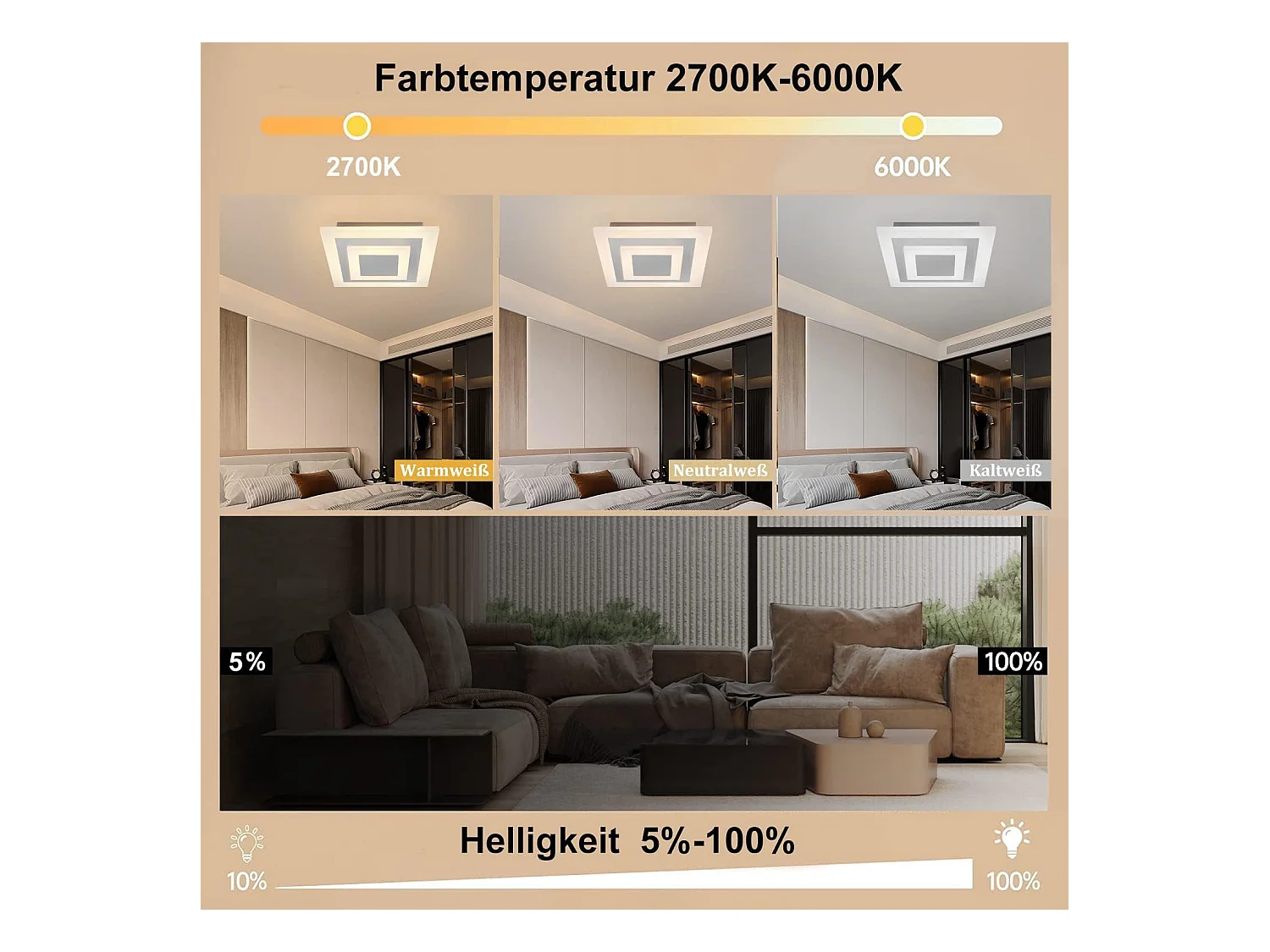 NETTLIFE Plafonnier LED  : lampe de salon 30 cm, lampe de cuisine dimmable 23 W, lampe moderne avec télécommande pour chambre