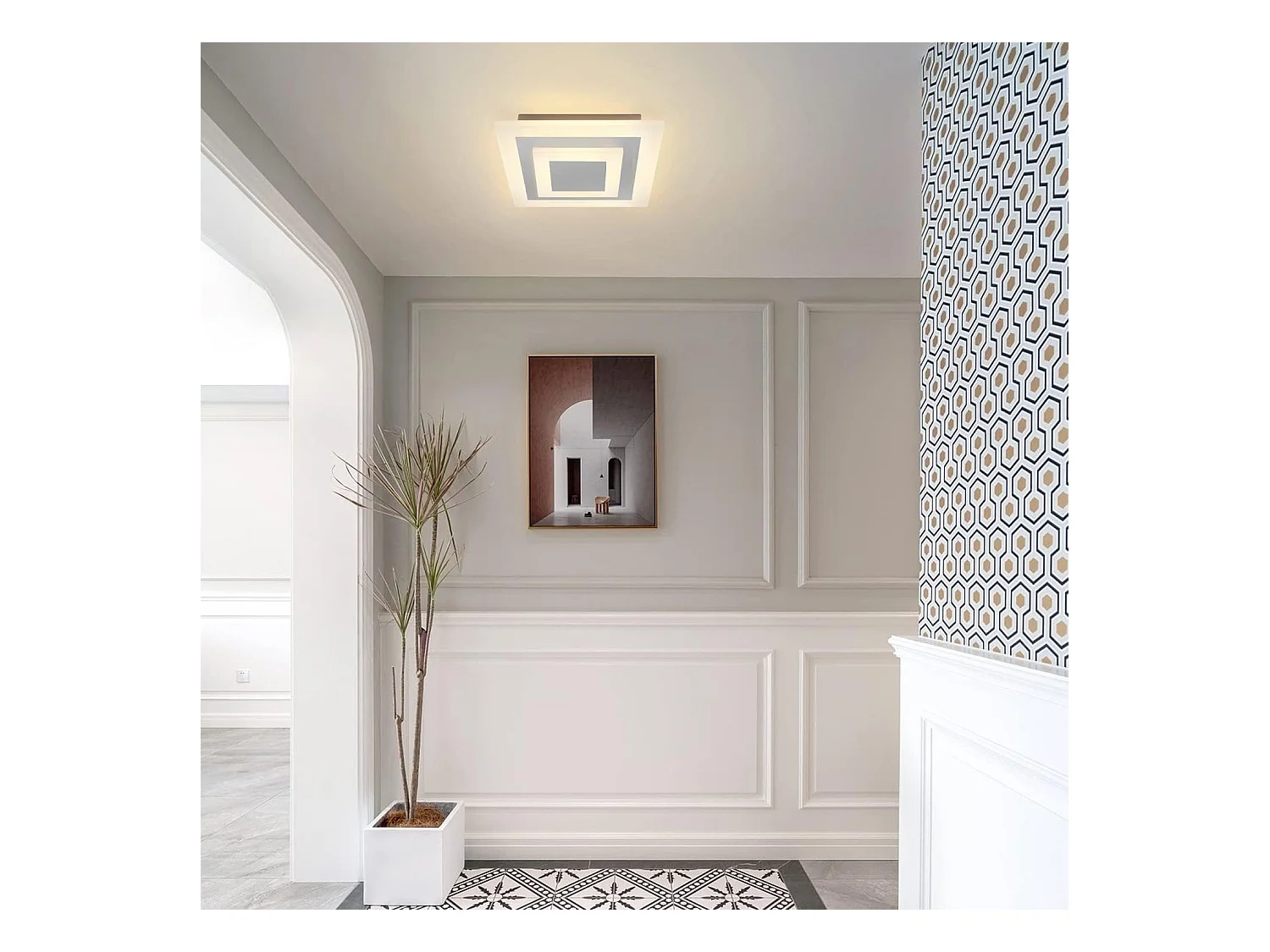 NETTLIFE Plafonnier LED  : lampe de salon 30 cm, lampe de cuisine dimmable 23 W, lampe moderne avec télécommande pour chambre