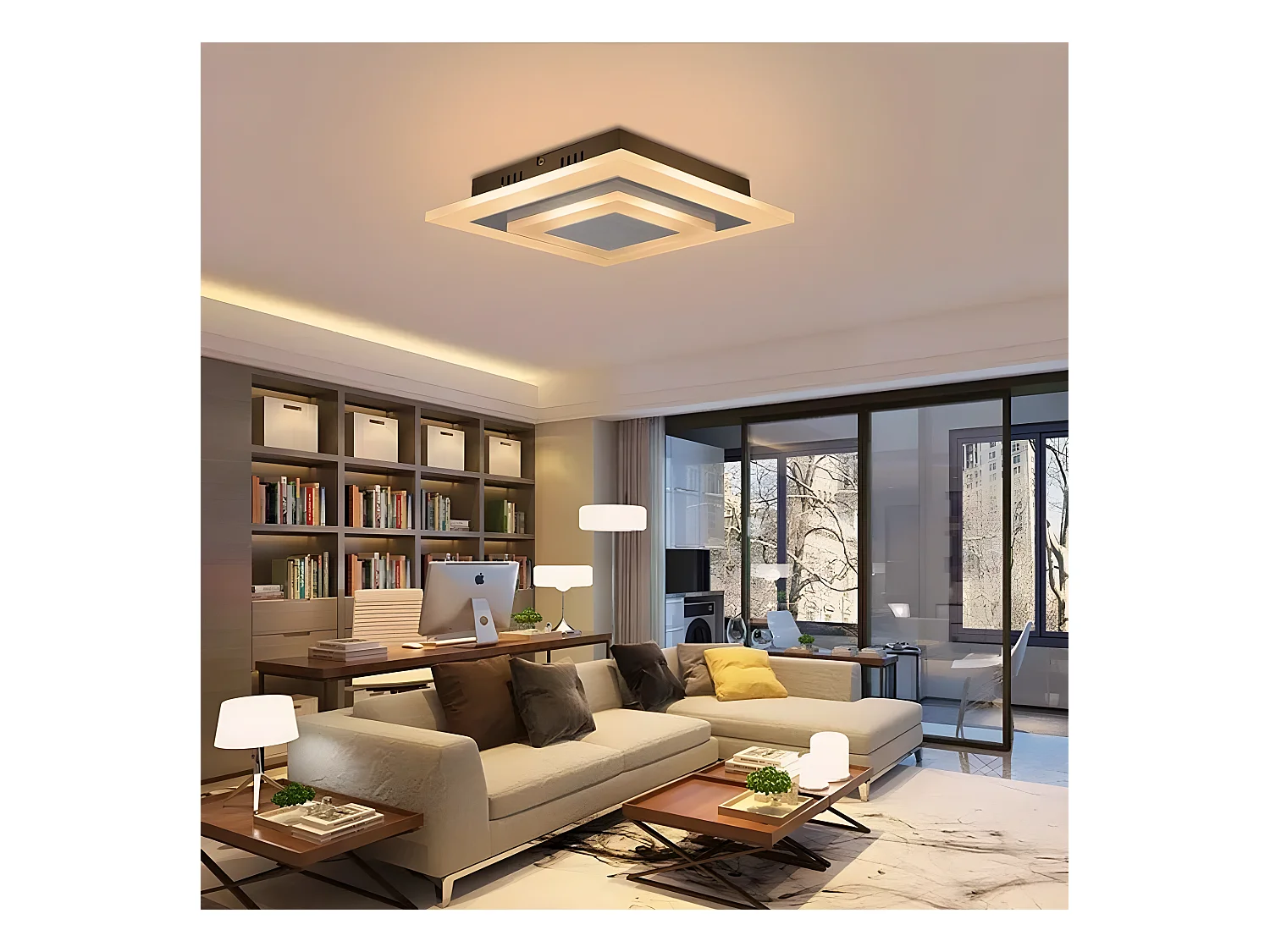 NETTLIFE Plafonnier LED  : lampe de salon 30 cm, lampe de cuisine dimmable 23 W, lampe moderne avec télécommande pour chambre