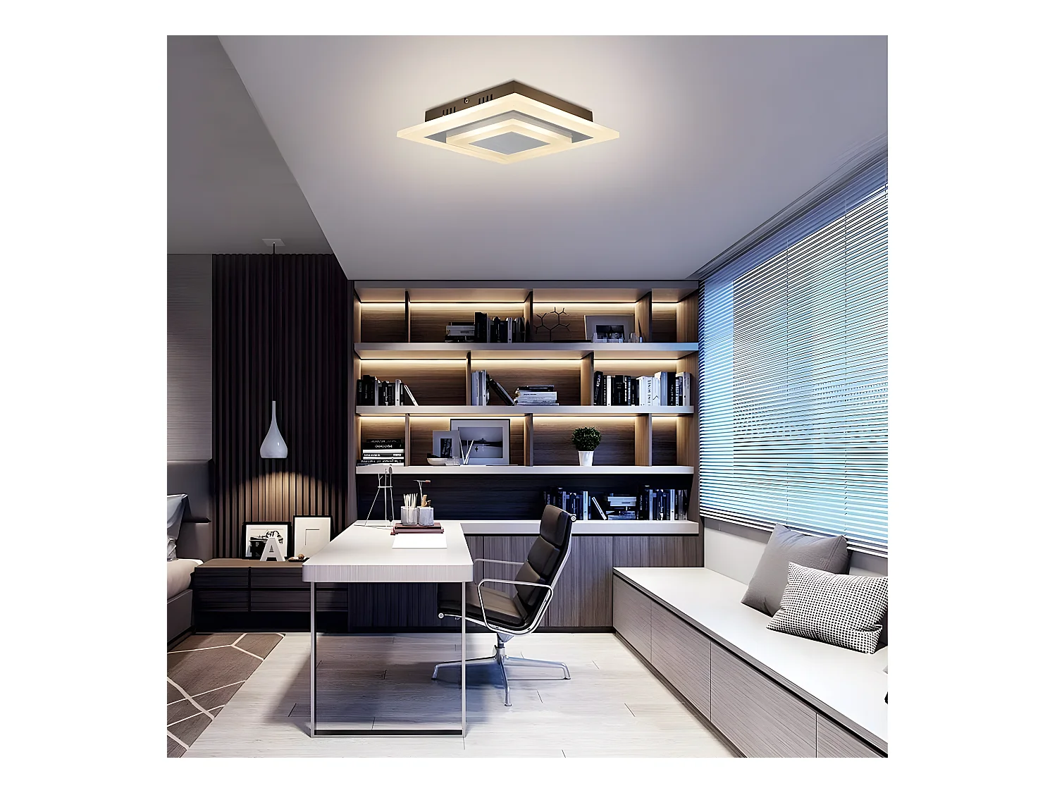 NETTLIFE Plafonnier LED  : lampe de salon 30 cm, lampe de cuisine dimmable 23 W, lampe moderne avec télécommande pour chambre