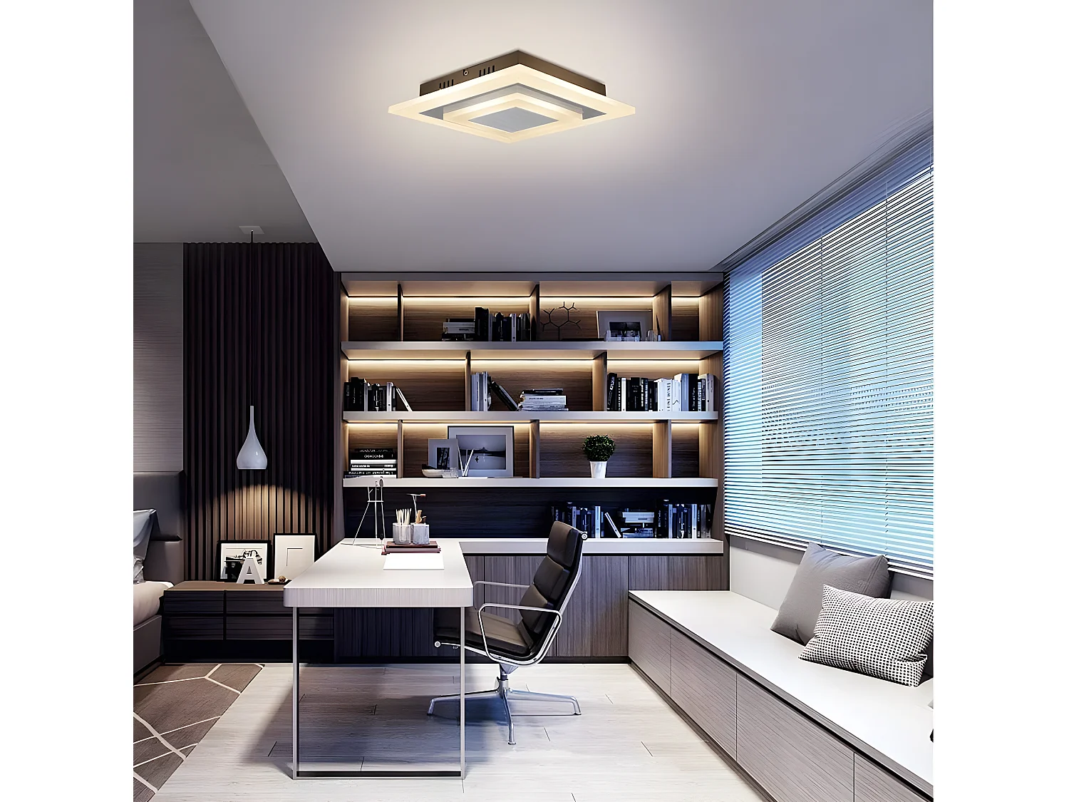 NETTLIFE Plafonnier LED  : lampe de salon 30 cm, lampe de cuisine dimmable 23 W, lampe moderne avec télécommande pour chambre