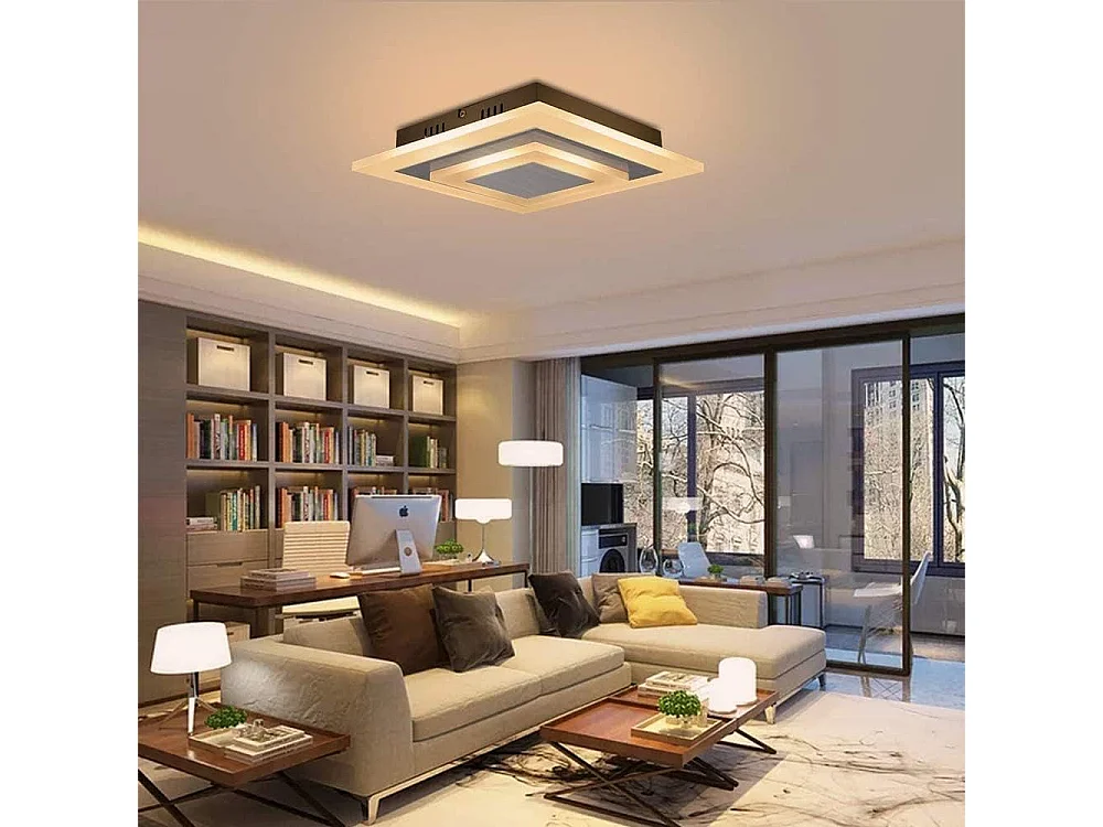 NETTLIFE Plafondlamp LED Wit -vierkant 3000 -6000K Dimbaar Metaal 23W Moderne Keukenverlichting 30cm met Afstandsbediening voor Woonkamer | Slaapkamer | Gang