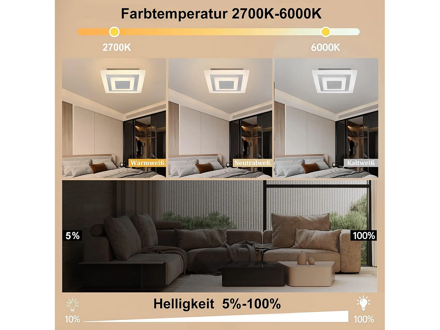 NETTLIFE Plafonnier LED  : lampe de salon 30 cm, lampe de cuisine dimmable 23 W, lampe moderne avec télécommande pour chambre