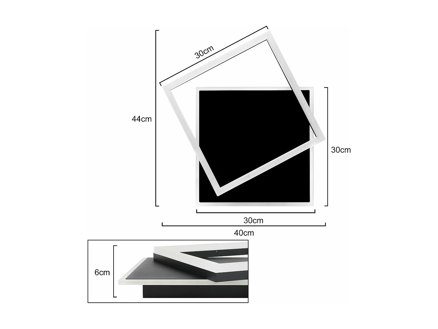 NETTLIFE LED-Deckenleuchte Schlafzimmer, schwarze Lampe, dimmbar, 42 W, moderne Fernbedienung, quadratische Acryl-Deckenlampe für Wohnzimmer, Küche, Esszimmer