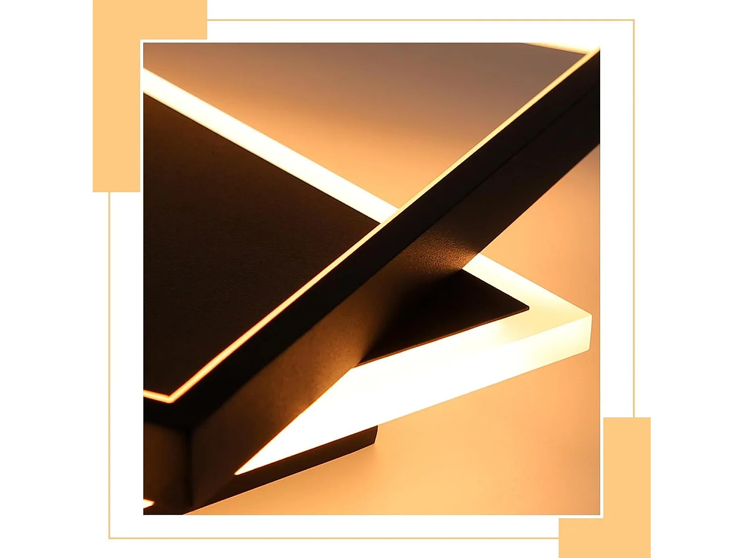 NETTLIFE LED-Deckenleuchte Schlafzimmer, schwarze Lampe, dimmbar, 42 W, moderne Fernbedienung, quadratische Acryl-Deckenlampe für Wohnzimmer, Küche, Esszimmer