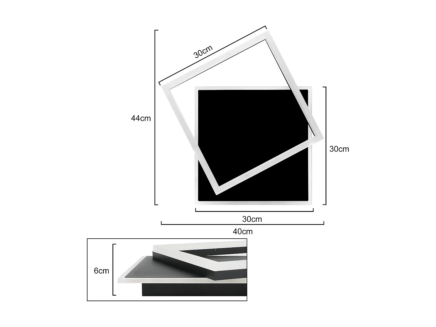 NETTLIFE Lampa sufitowa LED do sypialni Ściemnialna czarna 42W Kwadratowa akrylowa lampa sufitowa z pilotem Nowoczesna do salonu