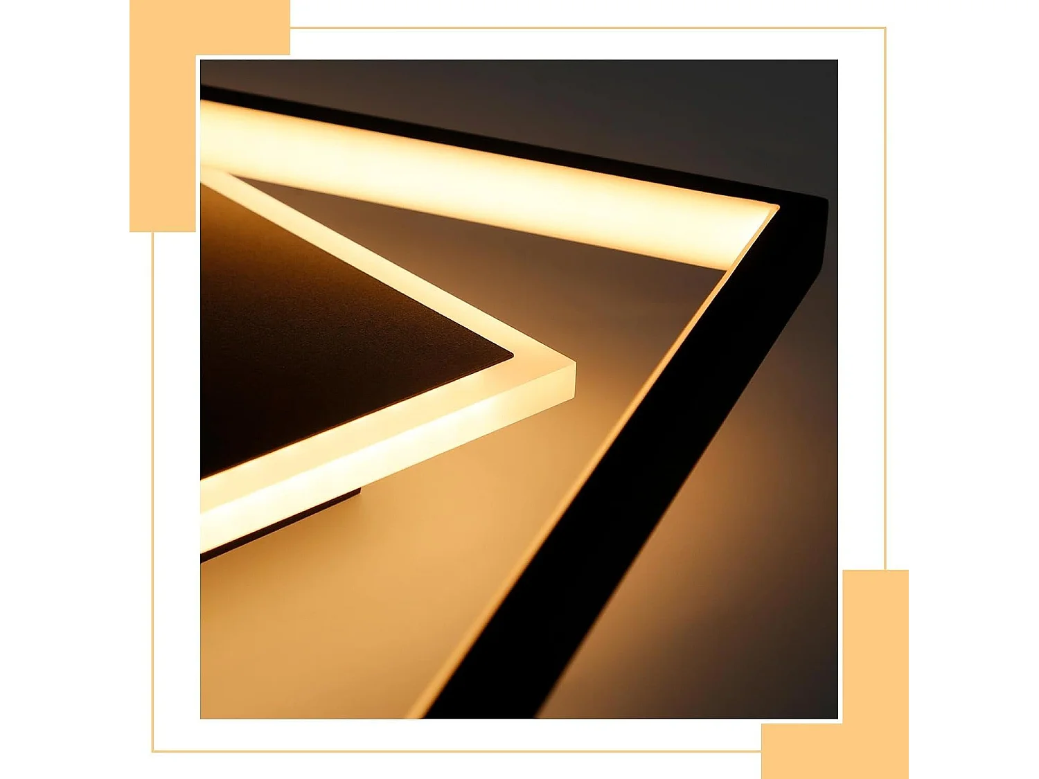 NETTLIFE Plafonnier LED Chambre Noir Lampe Dimmable 42 W Moderne Télécommande Carré Acrylique Plafonnier pour Salon Cuisine Salle à Manger