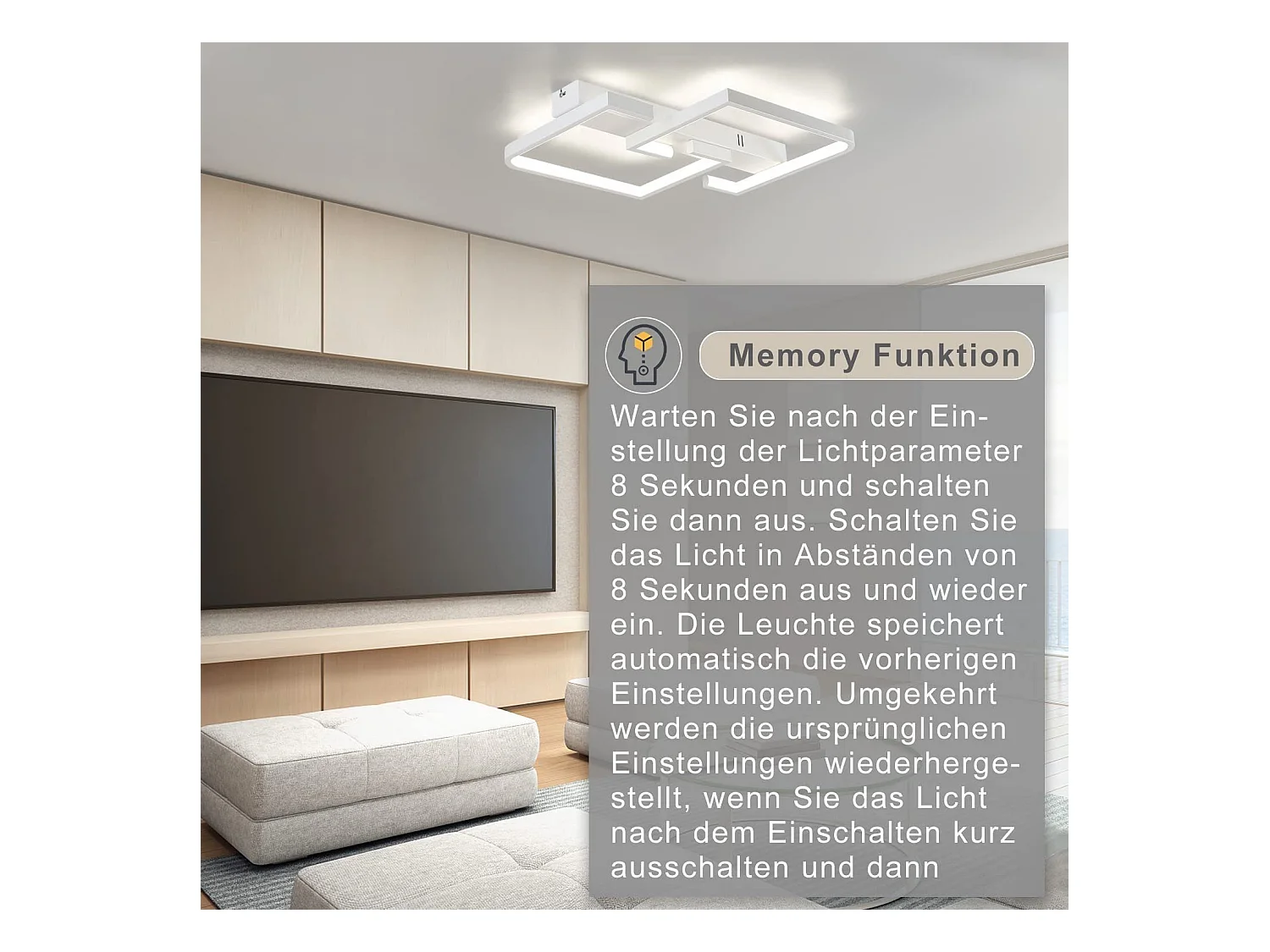 NETTLIFE Plafonnier LED Métal Blanc 35W Dimmable Lampe de Salon Moderne avec Télécommande Lampe Design Carrée pour Chambre Cuisine Couloir