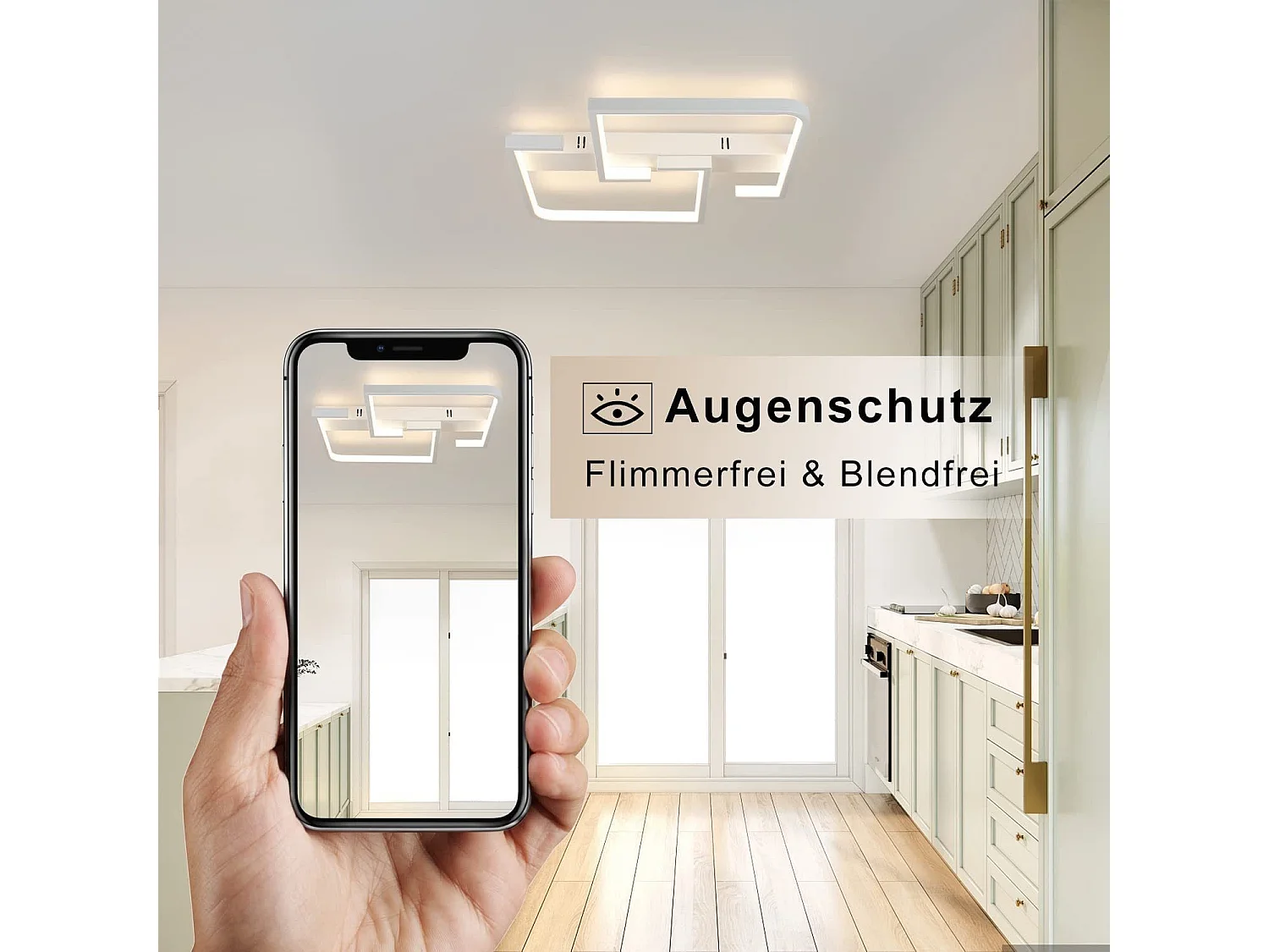 NETTLIFE Plafonnier LED Métal Blanc 35W Dimmable Lampe de Salon Moderne avec Télécommande Lampe Design Carrée pour Chambre Cuisine Couloir