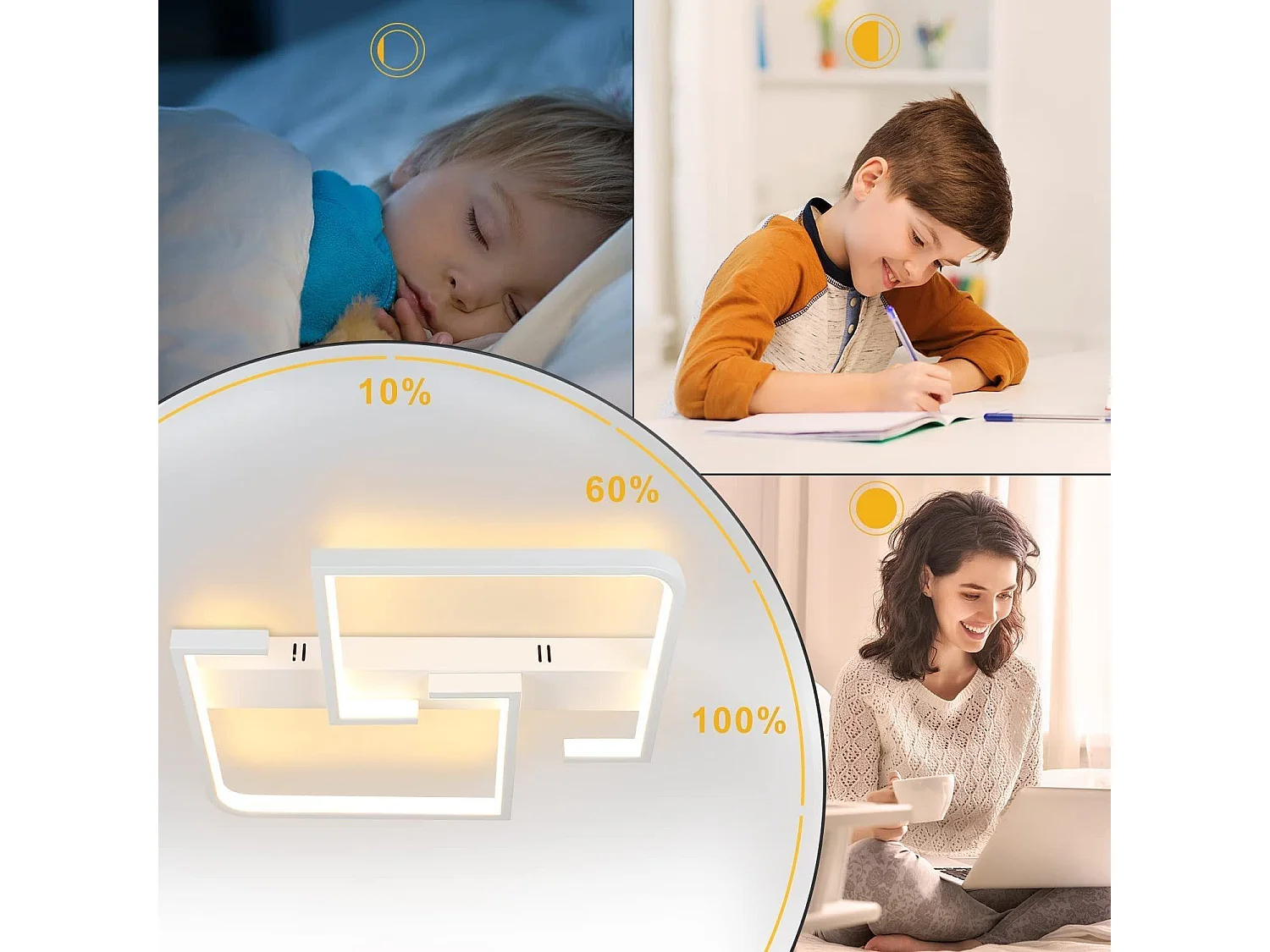 NETTLIFE Plafonnier LED Métal Blanc 35W Dimmable Lampe de Salon Moderne avec Télécommande Lampe Design Carrée pour Chambre Cuisine Couloir