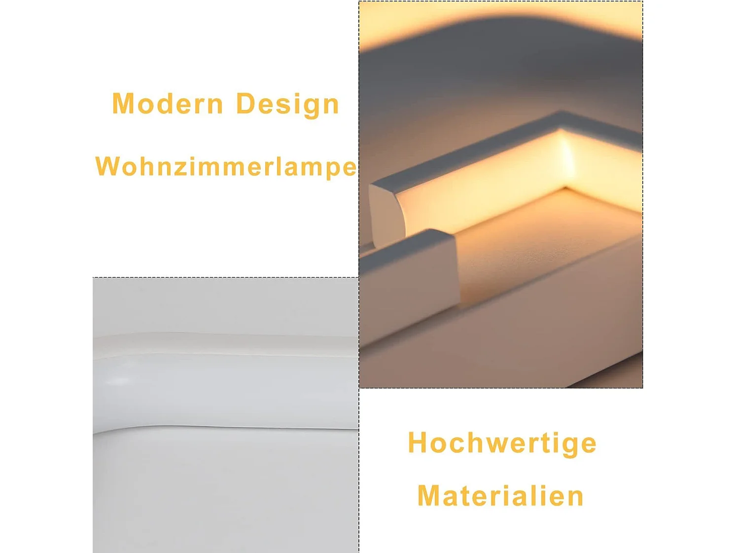 NETTLIFE LED-plafondlamp, wit metaal, 35W, moderne woonkamerlamp, dimbaar met afstandsbediening, vierkante designlamp voor slaapkamer