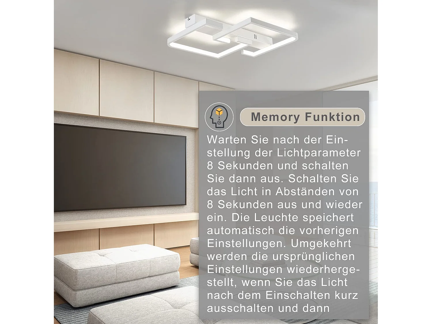 NETTLIFE LED-plafondlamp, wit metaal, 35W, moderne woonkamerlamp, dimbaar met afstandsbediening, vierkante designlamp voor slaapkamer