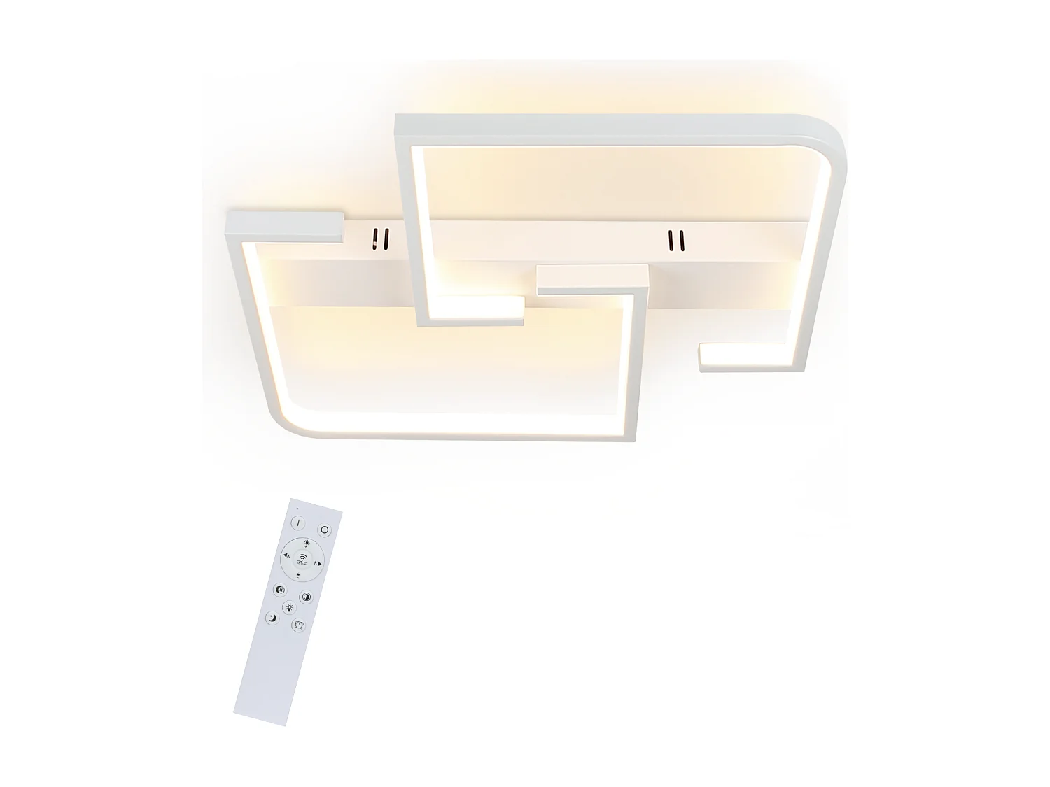 NETTLIFE LED-plafondlamp, wit metaal, 35W, moderne woonkamerlamp, dimbaar met afstandsbediening, vierkante designlamp voor slaapkamer
