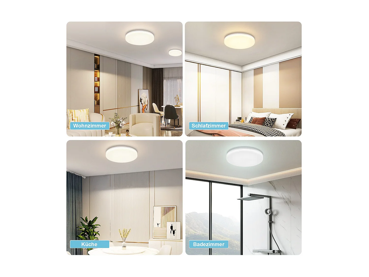 NETTLIFE Plafonnier LED Ø 28 cm Lampe de chambre avec télécommande 24 W Lampe de cuisine RGB Lampe de salle de bain Lampe de couloir plate IP54