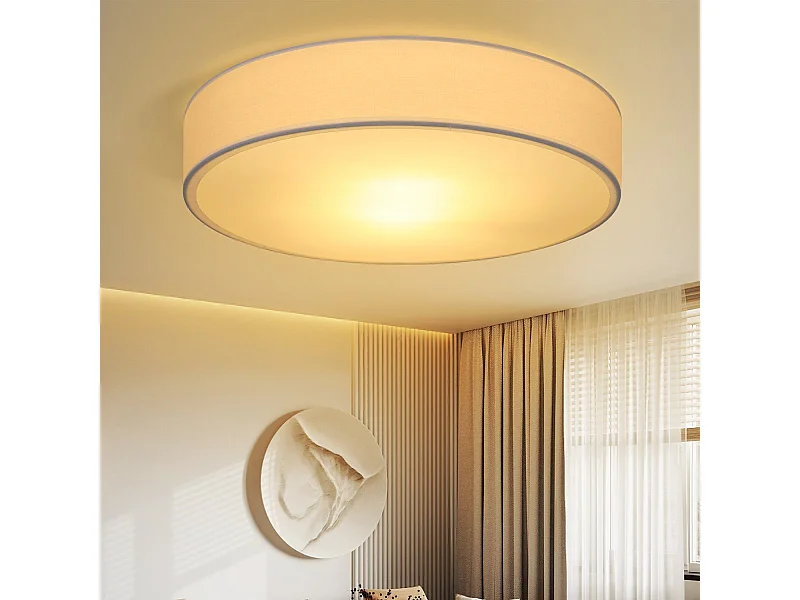 NETTLIFE Deckenleuchte, runder Lampenschirm aus Stoff, 38 cm, E27, moderne Deckenlampe für Schlafzimmer