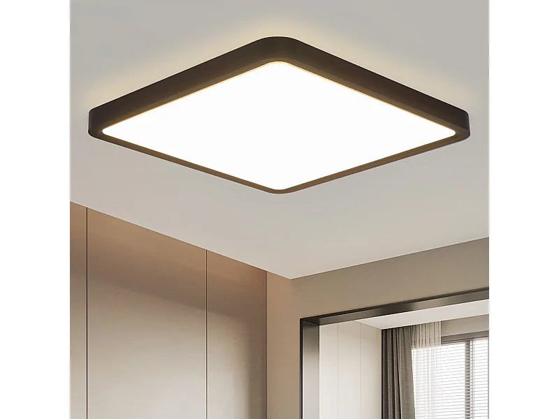 NETTLIFE Plafondlamp - LED - Ø 23 cm - Zwart plafonniére - 18W - neutraal wit licht - rechthoek