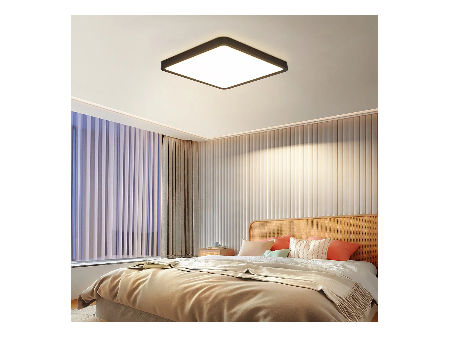 NETTLIFE Plafondlamp - LED - Ø 23 cm - Zwart plafonniére - 18W - neutraal wit licht - rechthoek