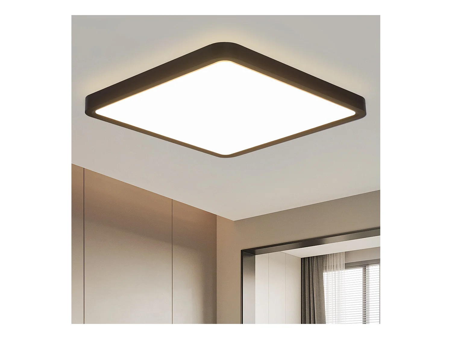 NETTLIFE Plafonnier LED Plat pour Chambre à Coucher Noir 23cm Chambre à Coucher 18W Lampe de Lampe de Couloir carrée 4000K pour Salle de Bain Cuisine