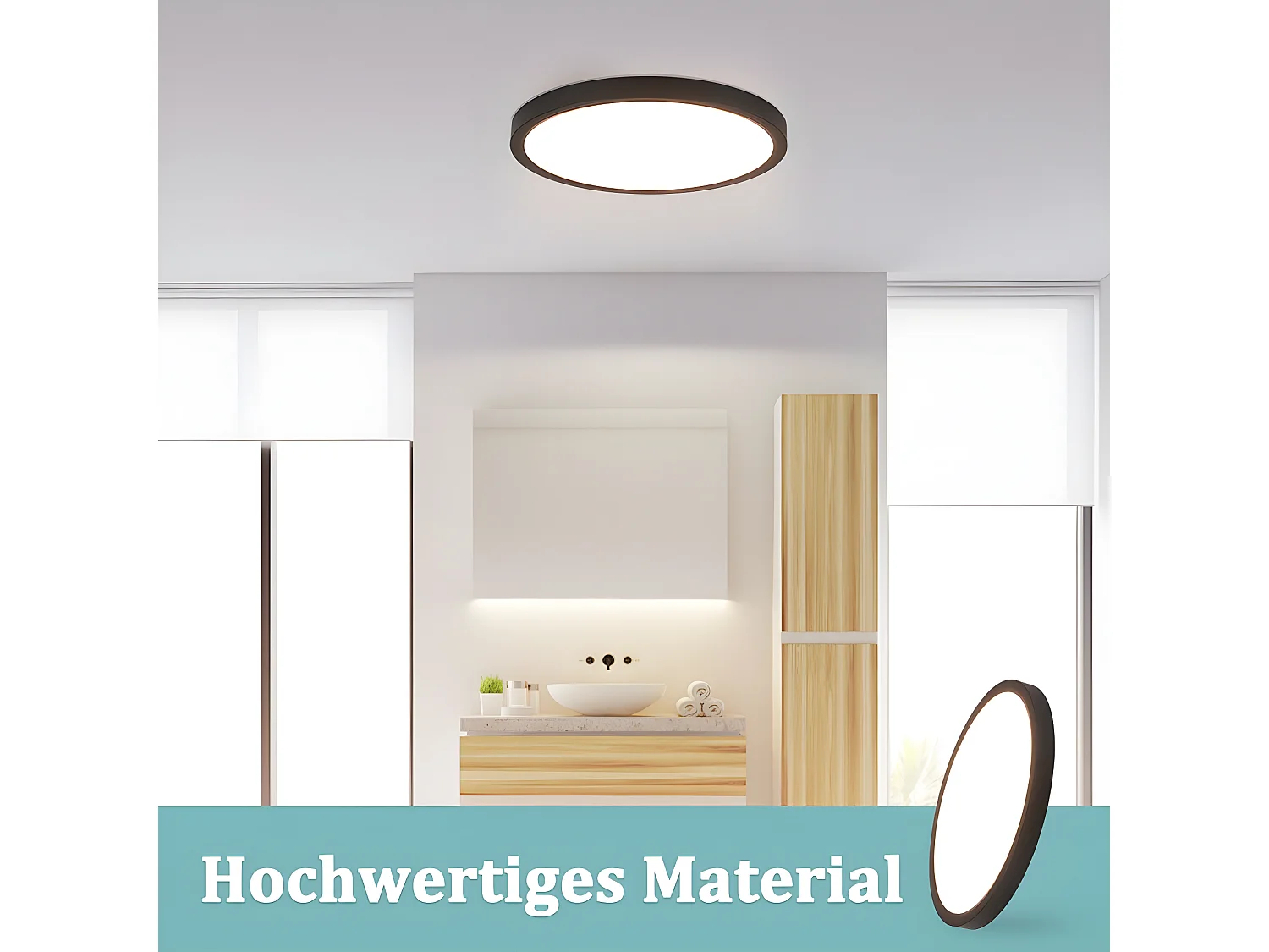 NETTLIFE Plafonnier LED Plat pour Chambre à Coucher Noir 23cm Chambre à Coucher 18W Lampe de Lampe de Couloir carrée 4000K pour Salle de Bain Cuisine