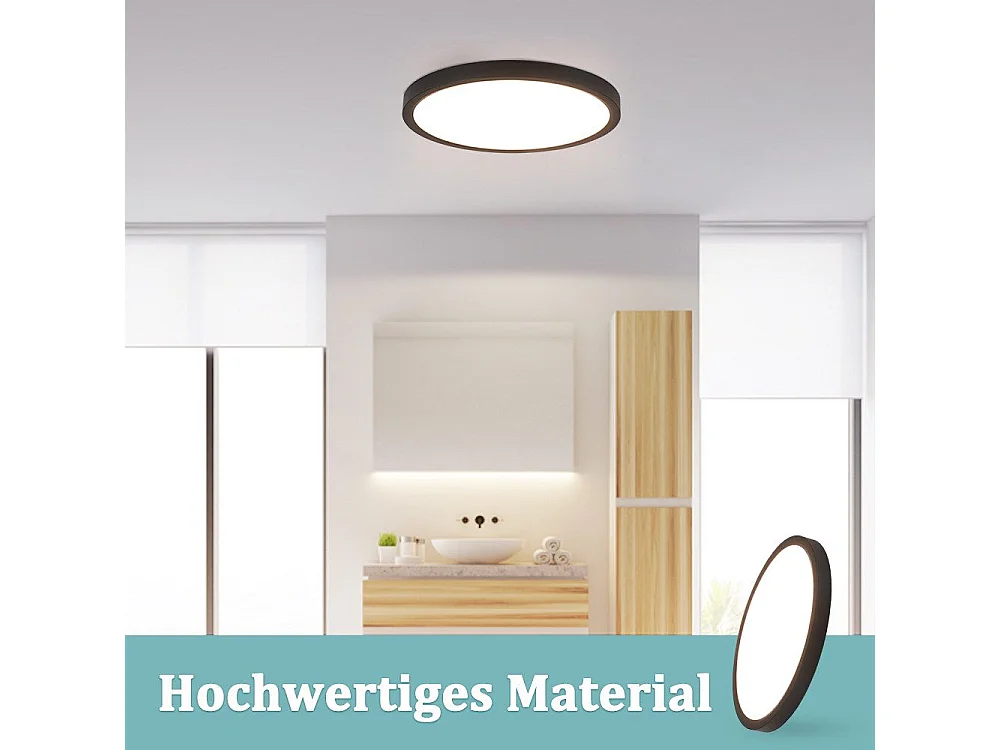 NETTLIFE Plafondlamp - LED - Ø 23 cm - Zwart plafonniére - 18W - neutraal wit licht - rechthoek