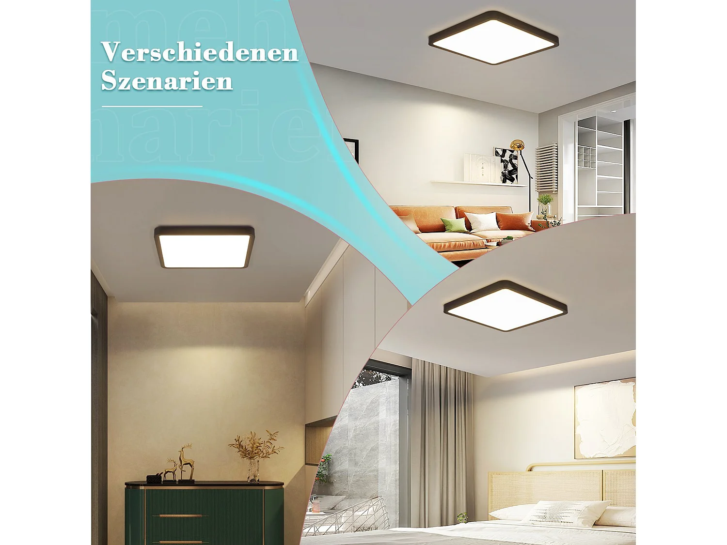 NETTLIFE Plafondlamp - LED - Ø 23 cm - Zwart plafonniére - 18W - neutraal wit licht - rechthoek