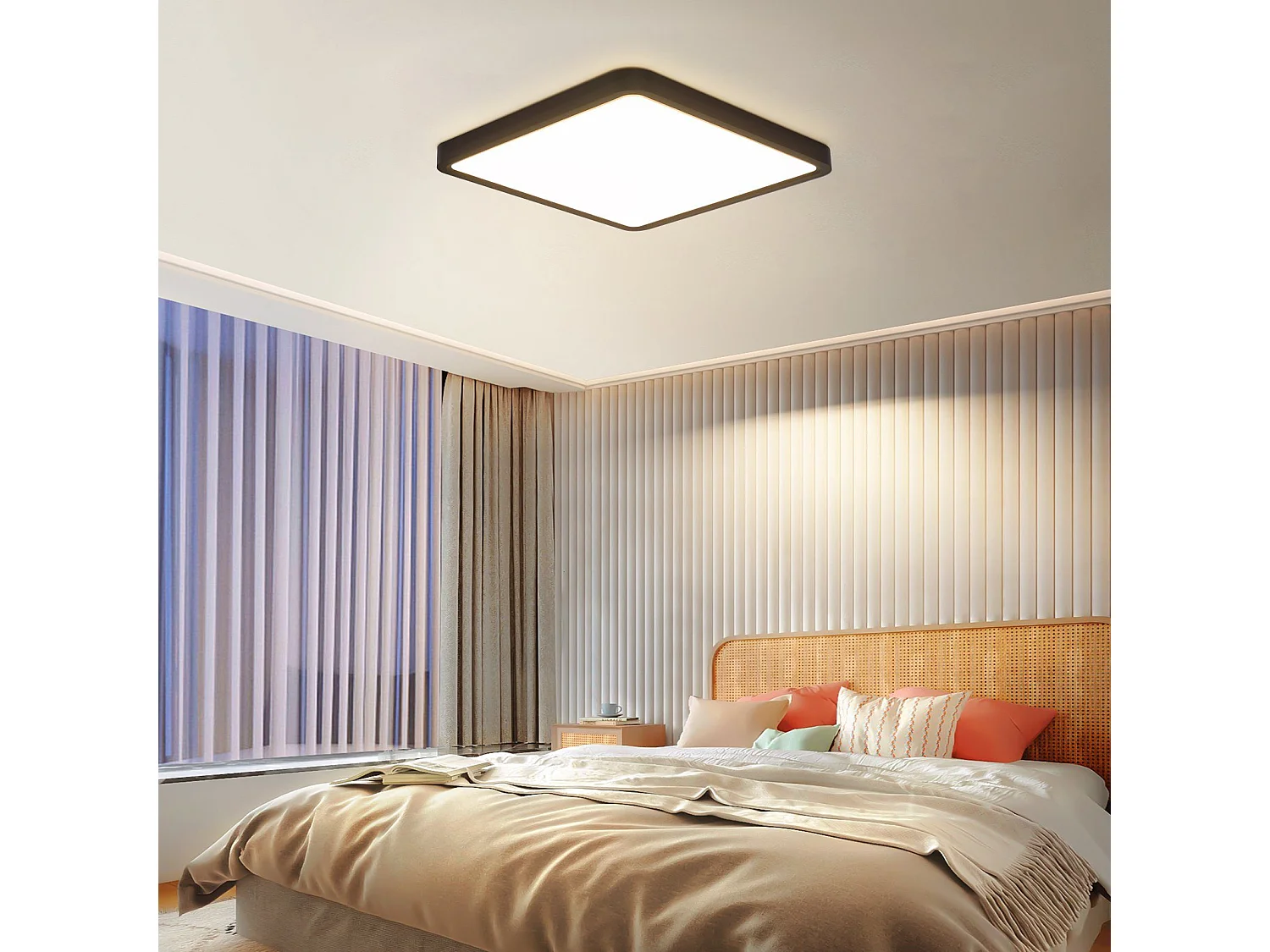 NETTLIFE Plafondlamp - LED - Ø 23 cm - Zwart plafonniére - 18W - neutraal wit licht - rechthoek