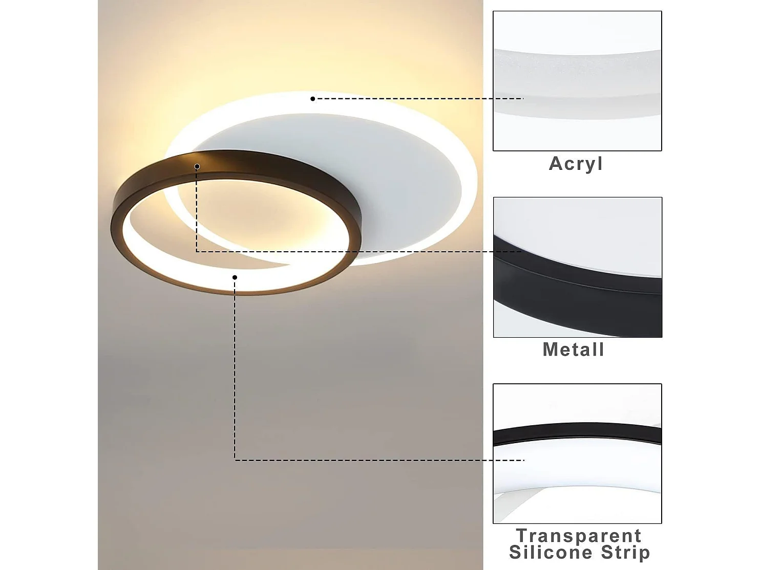NETTLIFE Plafonnier LED 12 W Lampe de Cuisine 3000 K Blanc Chaud Lampe de Chambre Lampe Design Moderne Plafond Salon Noir Rond pour Chambre Couloir