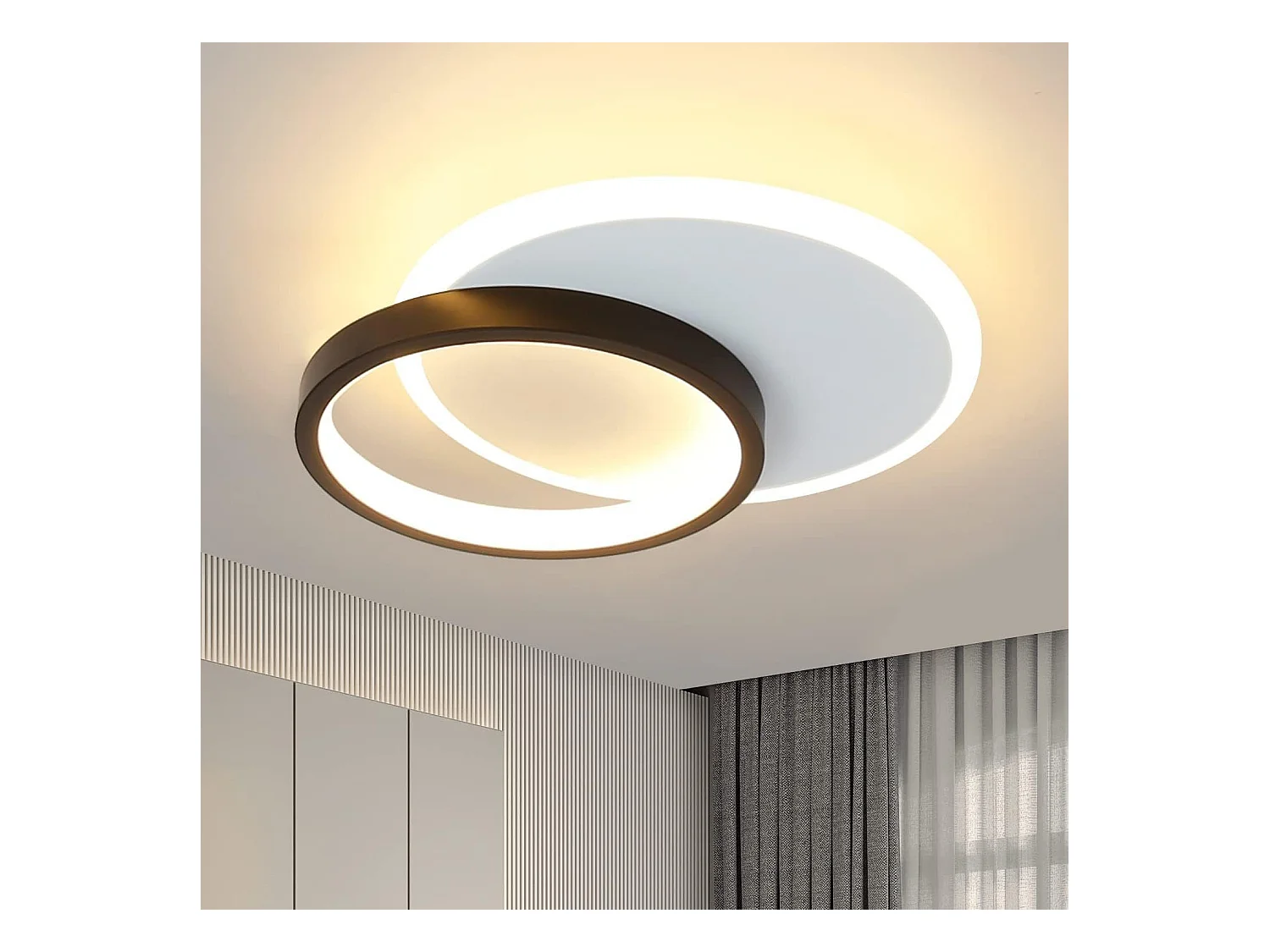NETTLIFE Plafonnier LED 12 W Lampe de Cuisine 3000 K Blanc Chaud Lampe de Chambre Lampe Design Moderne Plafond Salon Noir Rond pour Chambre Couloir