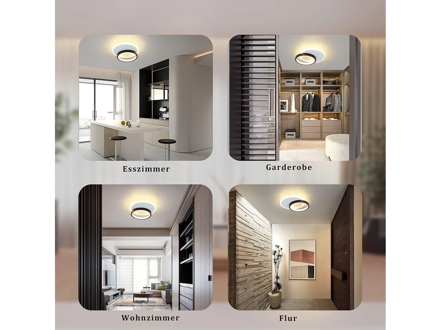 NETTLIFE Plafondlamp LED - rond - Wit en Zwart - 24.5cm - 2-Lichts - 3000K Warm Wit Licht - Moderne Slaapkamerverlichting - voor Keuken | Woonkamer | Hotel - 22W