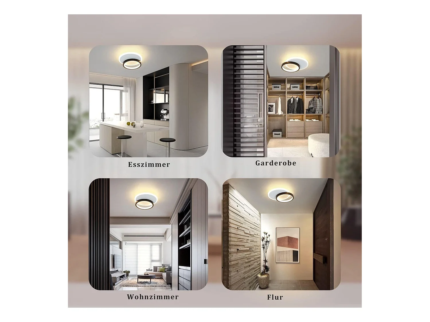 NETTLIFE Plafondlamp LED - rond - Wit en Zwart - 24.5cm - 2-Lichts - 3000K Warm Wit Licht - Moderne Slaapkamerverlichting - voor Keuken | Woonkamer | Hotel - 22W