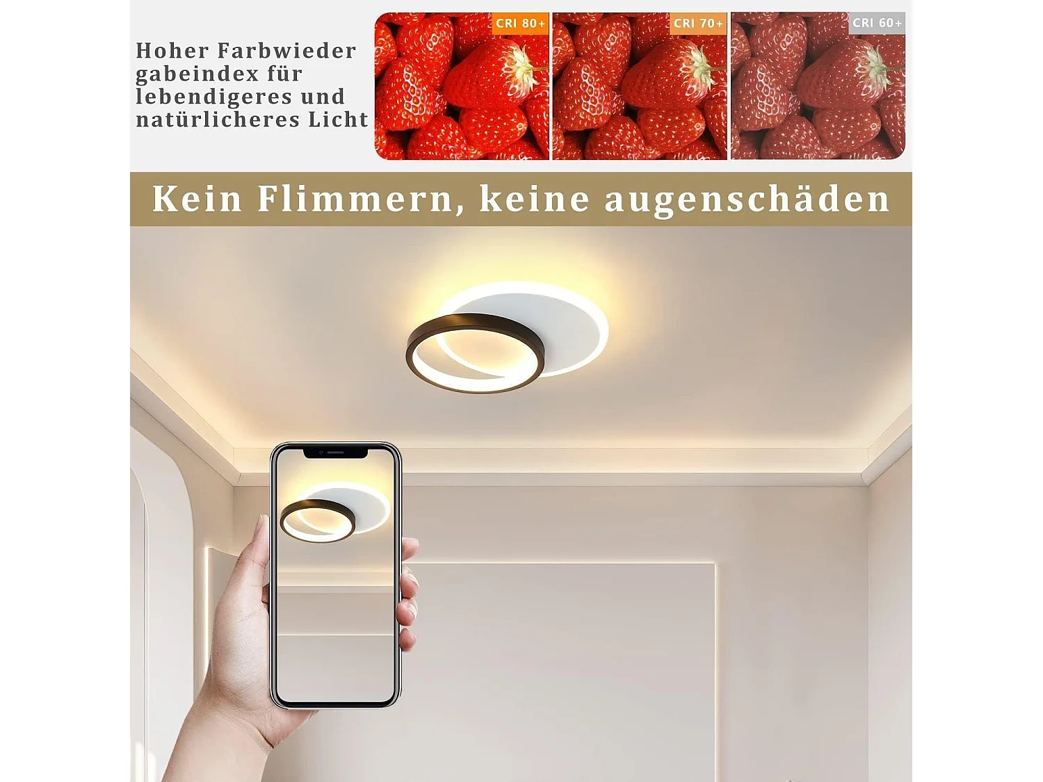 NETTLIFE Plafondlamp LED - rond - Wit en Zwart - 24.5cm - 2-Lichts - 3000K Warm Wit Licht - Moderne Slaapkamerverlichting - voor Keuken | Woonkamer | Hotel - 22W