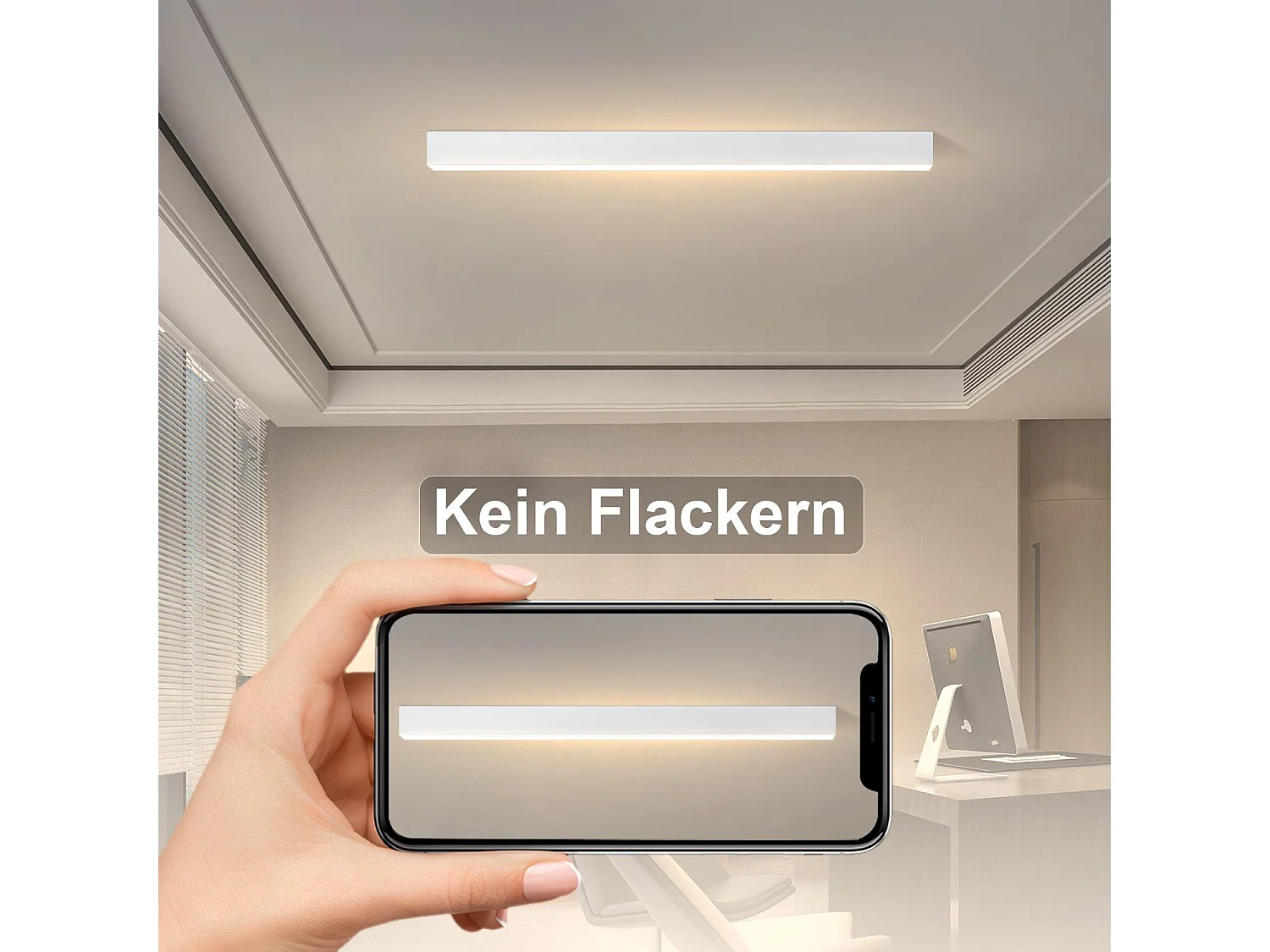 Moderne schwarze LED-Deckenleuchte, 107 cm lang, dimmbar, mit Fernbedienung, Schreibtischlampe, 32 W, Panel