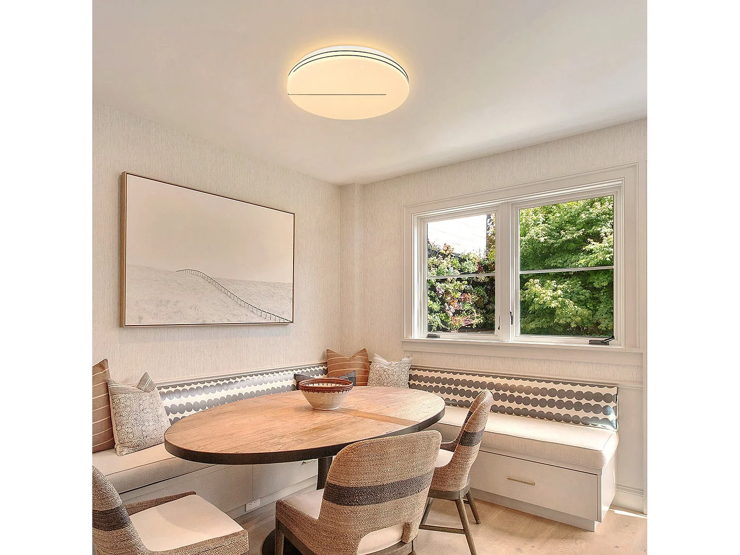 NETTLIFE Lampa sufitowa LED - średnica 27 cm Lampa do sypialni Starry Sky 12 W Ciepła biel Nowoczesna okrągła lampa