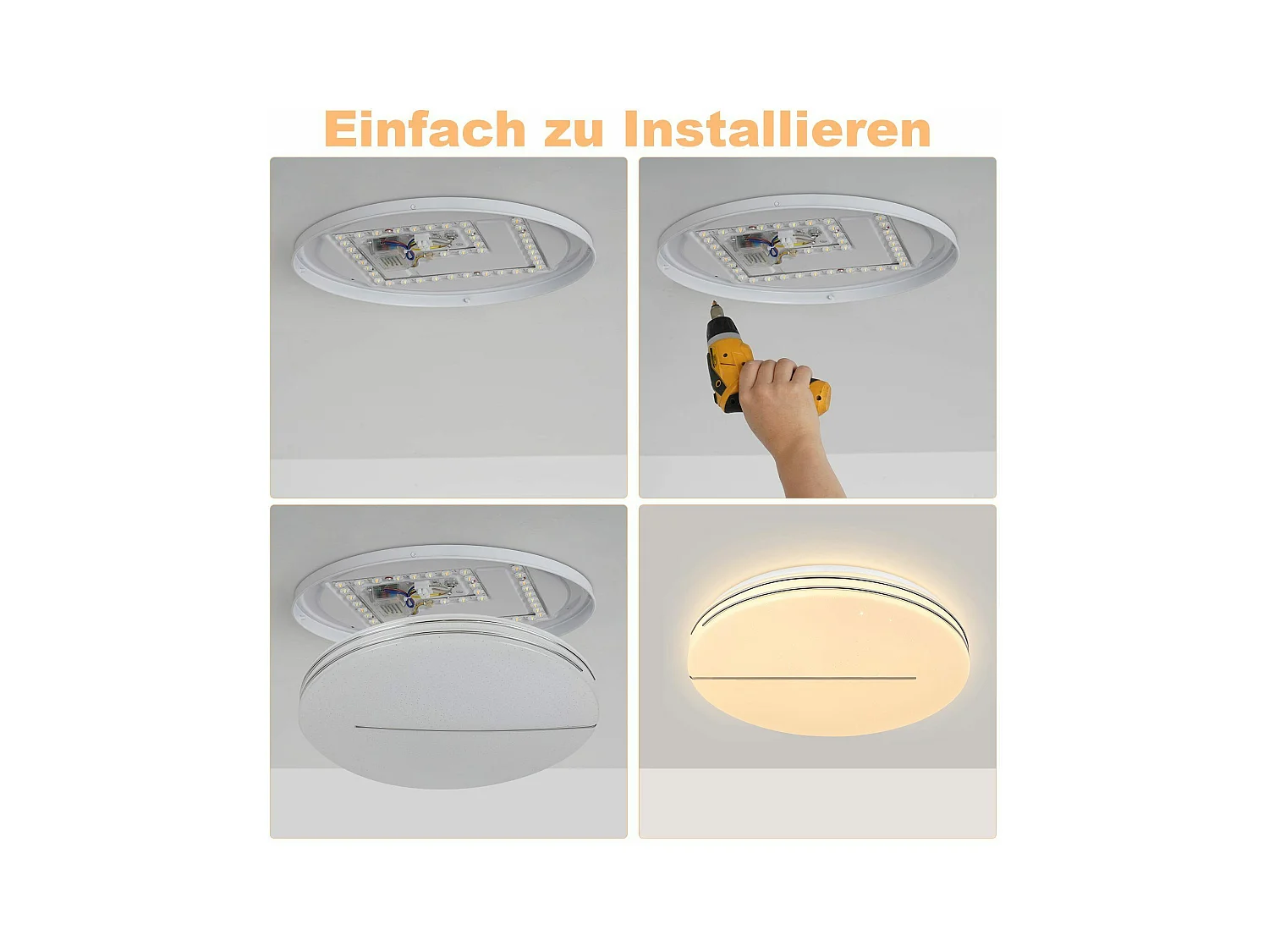 NETTLIFE Plafonnier LED Chambre - Diamètre 27 cm Lampe de Chambre Ciel Étoilé 12 W Lampe Blanc Chaud Lampe de Cuisine Moderne Ronde pour Couloir Salon