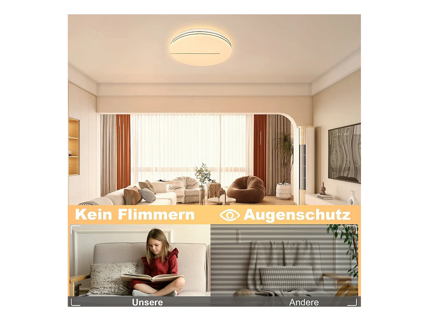 NETTLIFE Plafonnier LED Chambre - Diamètre 27 cm Lampe de Chambre Ciel Étoilé 12 W Lampe Blanc Chaud Lampe de Cuisine Moderne Ronde pour Couloir Salon