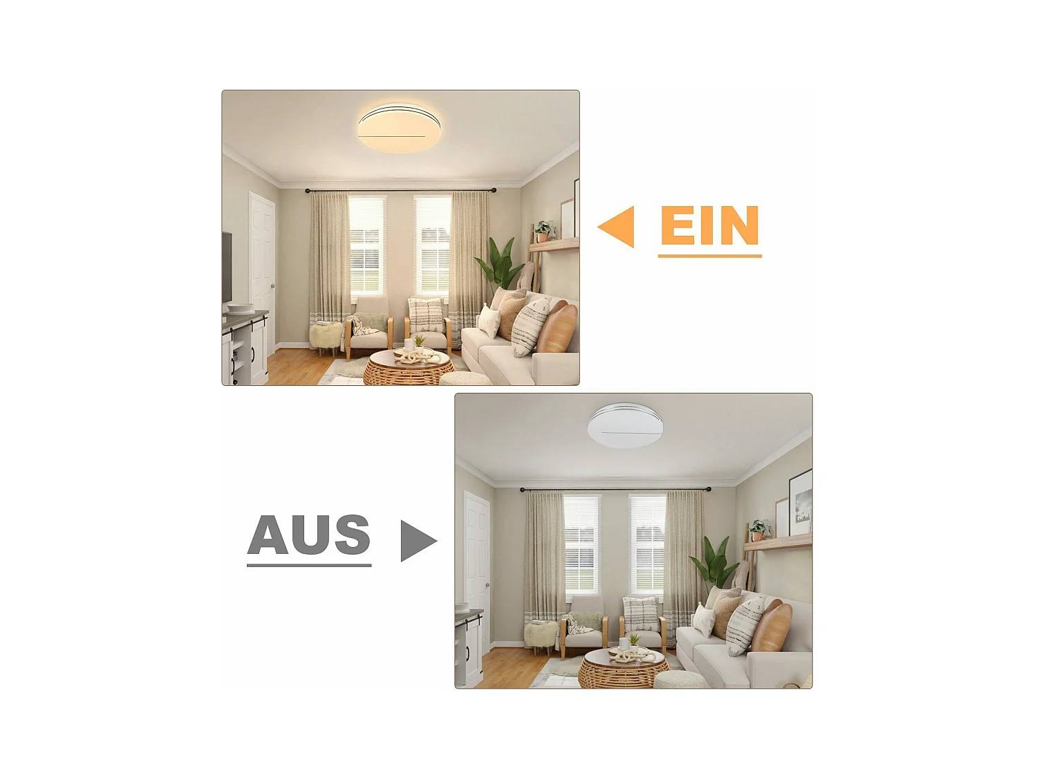 NETTLIFE Plafonnier LED Chambre - Diamètre 27 cm Lampe de Chambre Ciel Étoilé 12 W Lampe Blanc Chaud Lampe de Cuisine Moderne Ronde pour Couloir Salon