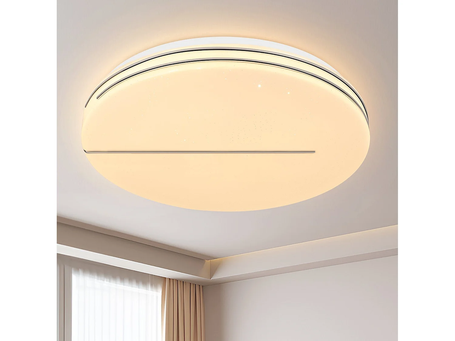 NETTLIFE Plafonnier LED Chambre - Diamètre 27 cm Lampe de Chambre Ciel Étoilé 12 W Lampe Blanc Chaud Lampe de Cuisine Moderne Ronde pour Couloir Salon
