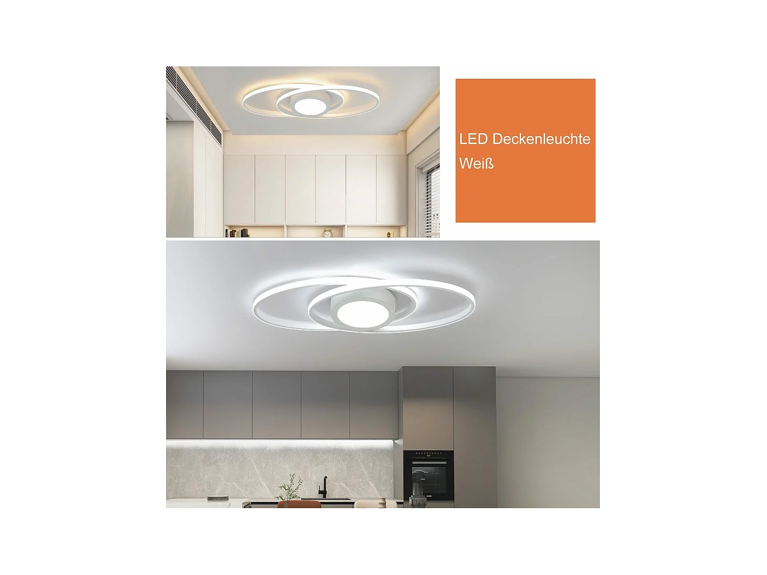 NETTLIFE Plafonnier LED Ovale 48 W Dimmable Blanc avec Télécommande 3000 K - 6500 K Moderne pour Chambre à coucher Chambre d'enfant Bureau