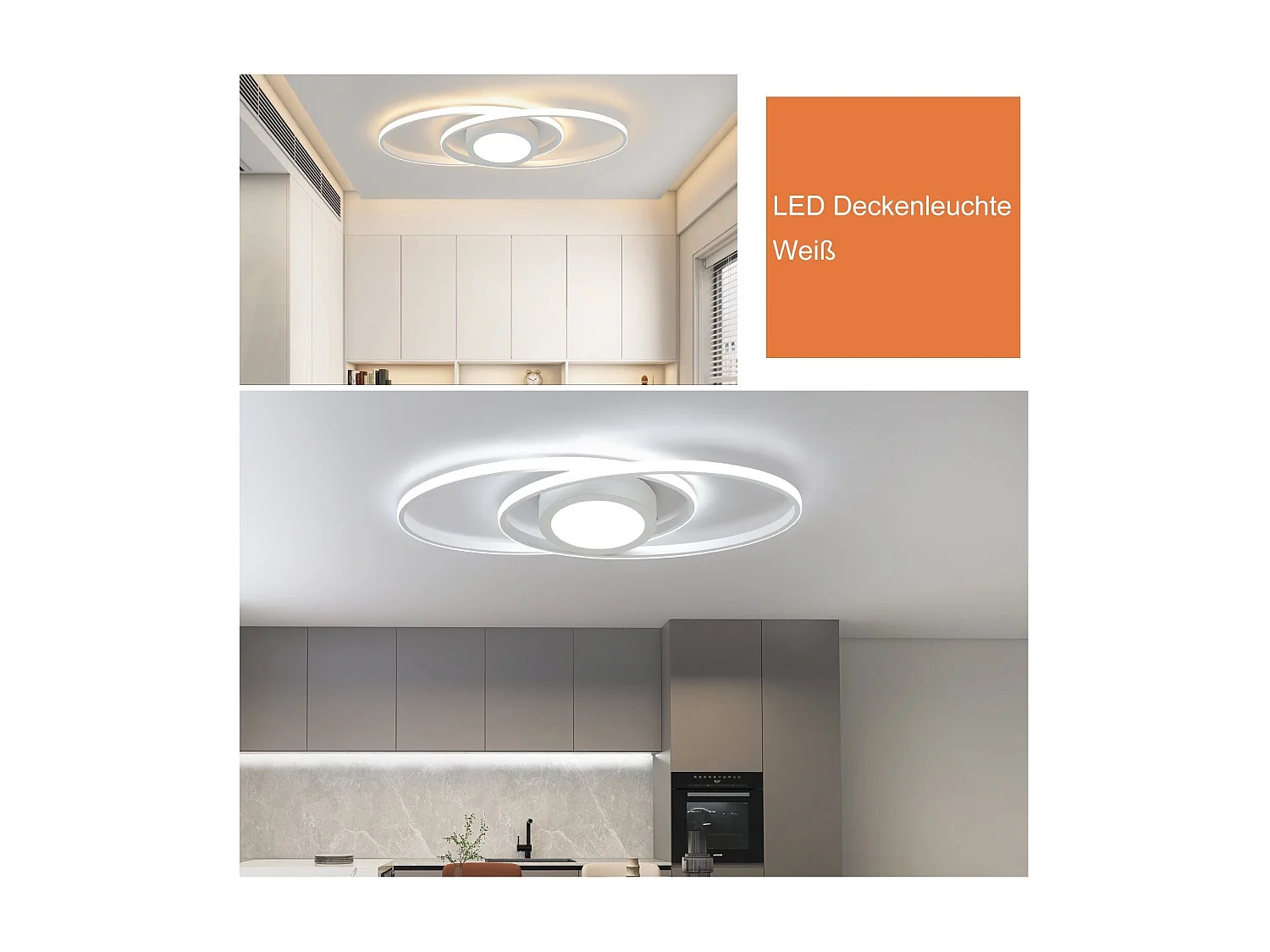 NETTLIFE Plafonnier LED Ovale 48 W Dimmable Blanc avec Télécommande 3000 K - 6500 K Moderne pour Chambre à coucher Chambre d'enfant Bureau