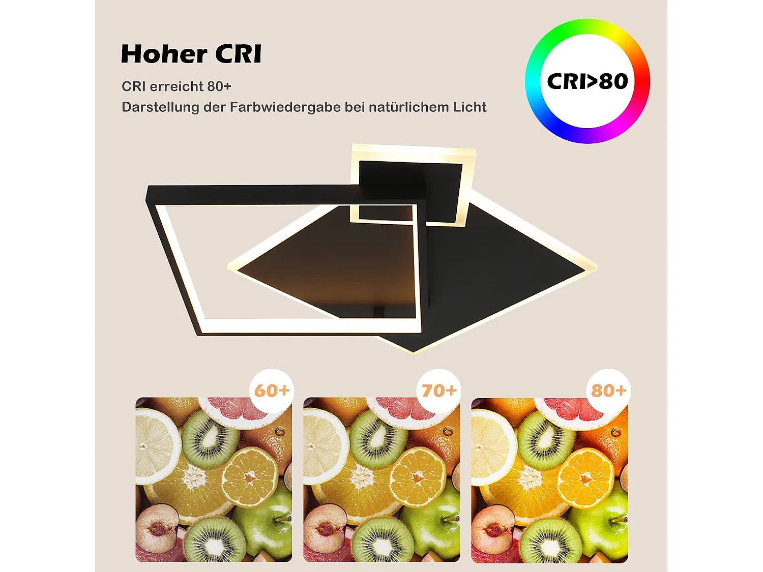 NETTLIFE Plafonnier LED Noir Intensité Variable 50 W Lampe de Salon Design Moderne avec Télécommande en Métal pour Salle à Manger Cuisine Chambre