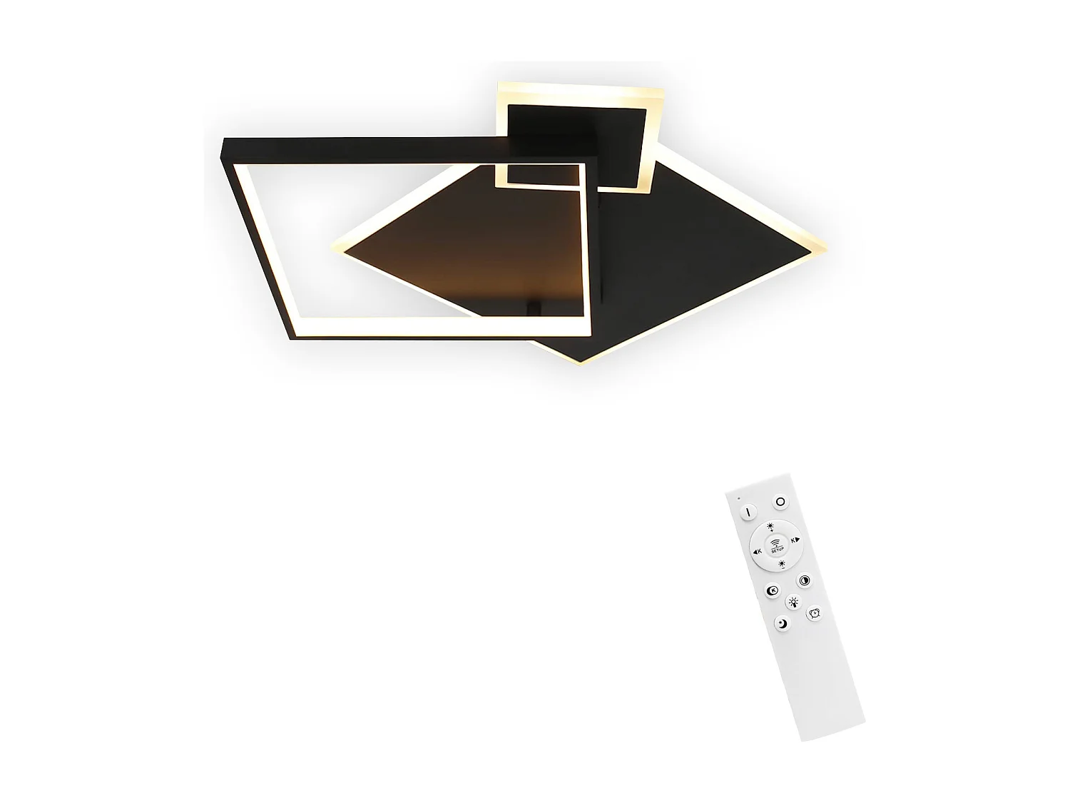 NETTLIFE Plafonnier LED Noir Intensité Variable 50 W Lampe de Salon Design Moderne avec Télécommande en Métal pour Salle à Manger Cuisine Chambre