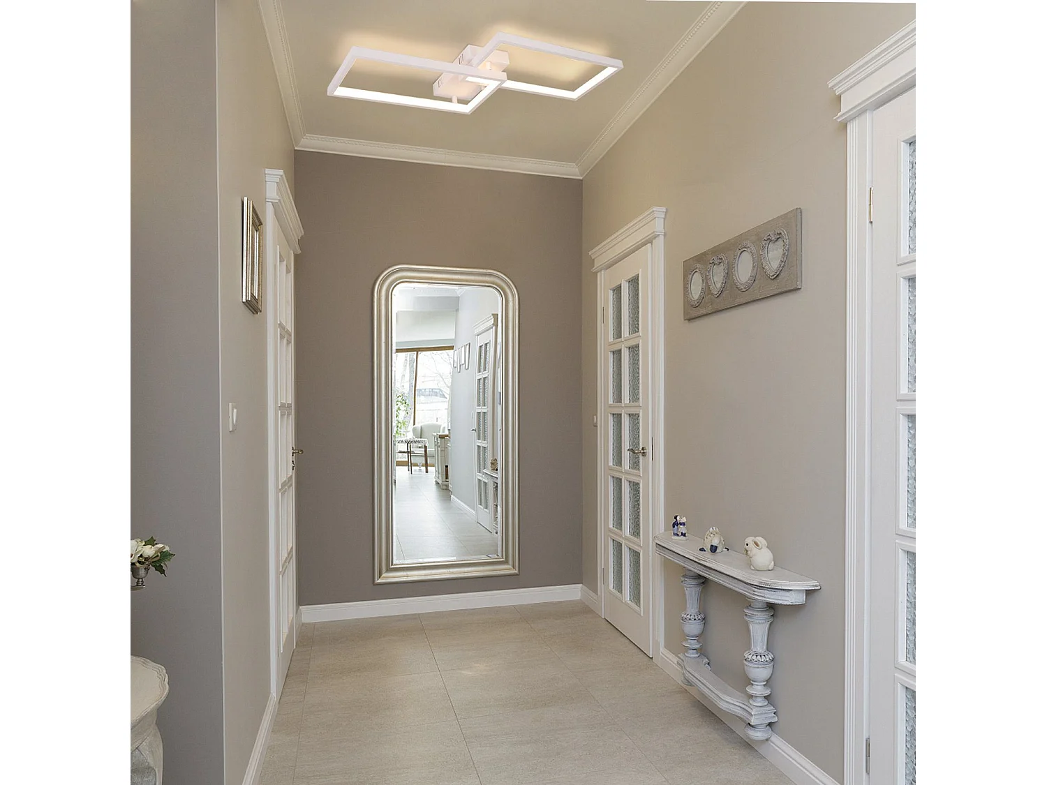 NETTLIFE Plafonnier LED Dimmable avec Télécommande 40W Métal Blanc Lampe de Cuisine Design Moderne pour Chambre Salle à Manger Salon