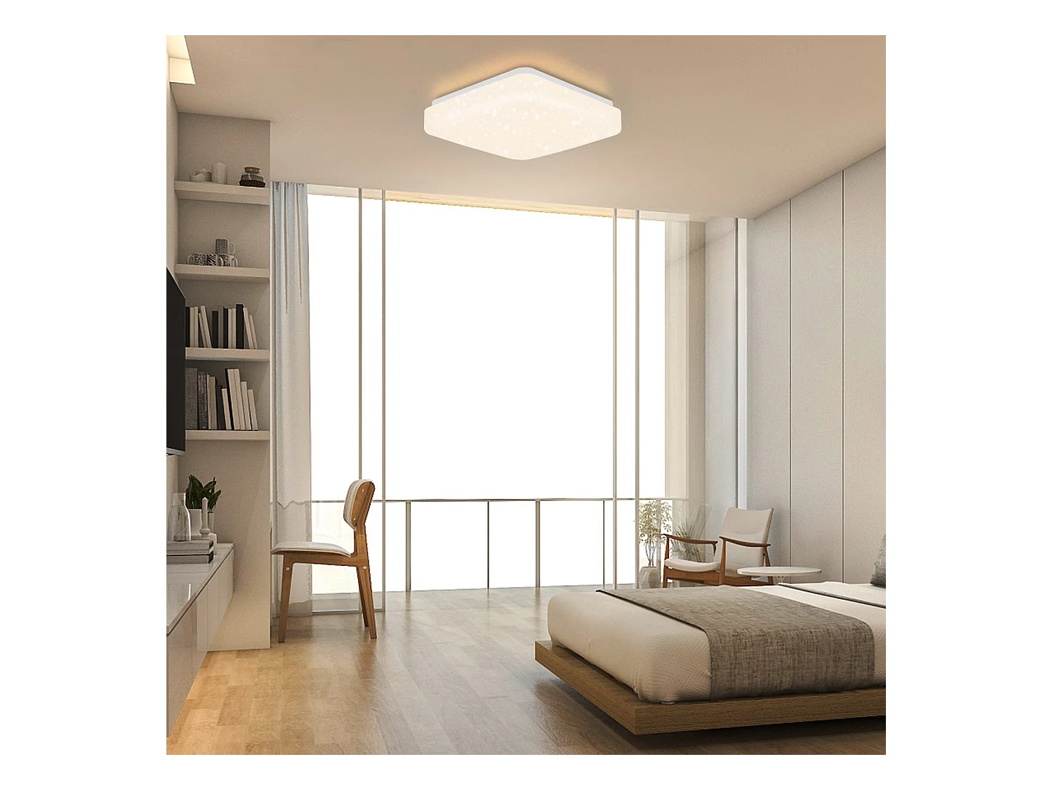 NETTLIFE Plafonnier LED 15 W Lampe de Chambre Ciel Étoilé 21 cm Lampe Blanc Chaud Lampe Carrée Étoile Décoration pour Cuisine Chambre d'Enfant Bureau