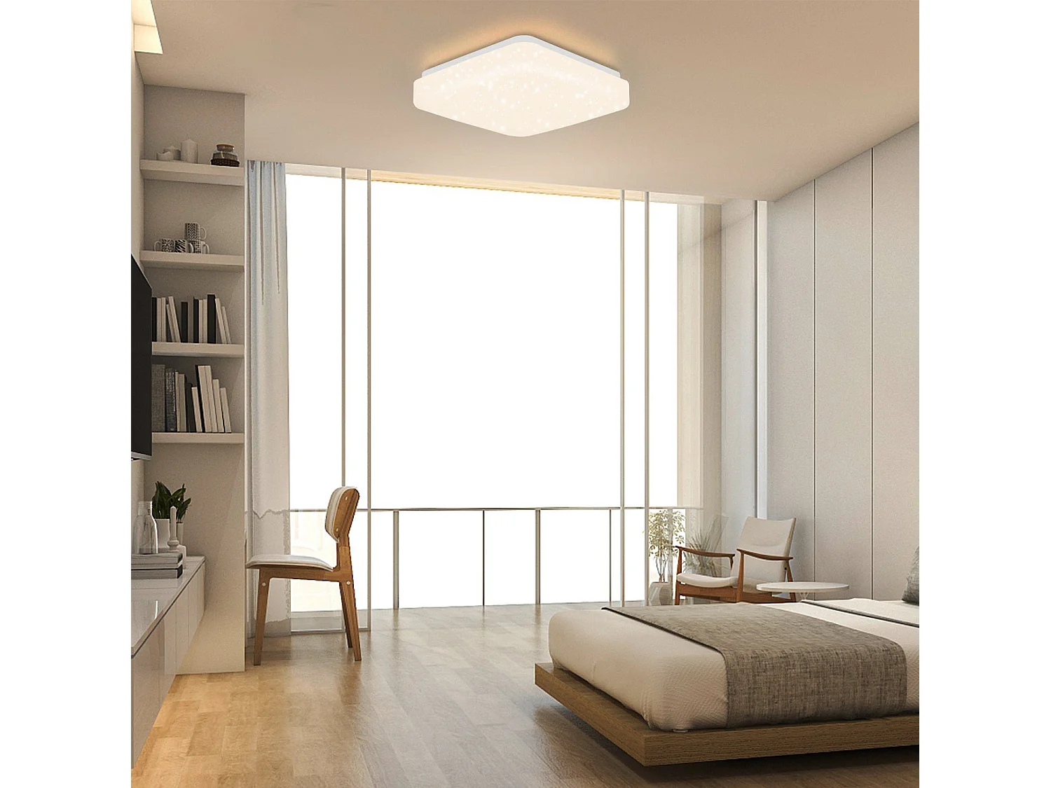 NETTLIFE Plafonnier LED 15 W Lampe de Chambre Ciel Étoilé 21 cm Lampe Blanc Chaud Lampe Carrée Étoile Décoration pour Cuisine Chambre d'Enfant Bureau