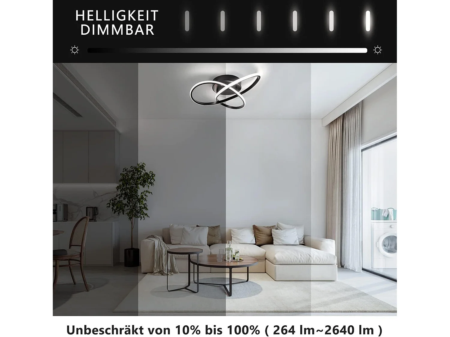 NETTLIFE Plafonnier LED Dimmable 33 W Lampe Noir avec Télécommande Lampe de Chambre Moderne 40 cm pour Salon Cuisine Couloir Studio