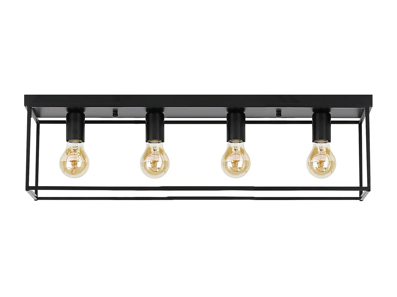 NETTLIFE Plafondlamp E27 - vierkant - 4-Lichts - Retro Plafondverlichting - Zwart - Vintage - Metalen Lamp - voor Slaapkamer | Woonkamer | Gang | Keuken - Max.25W