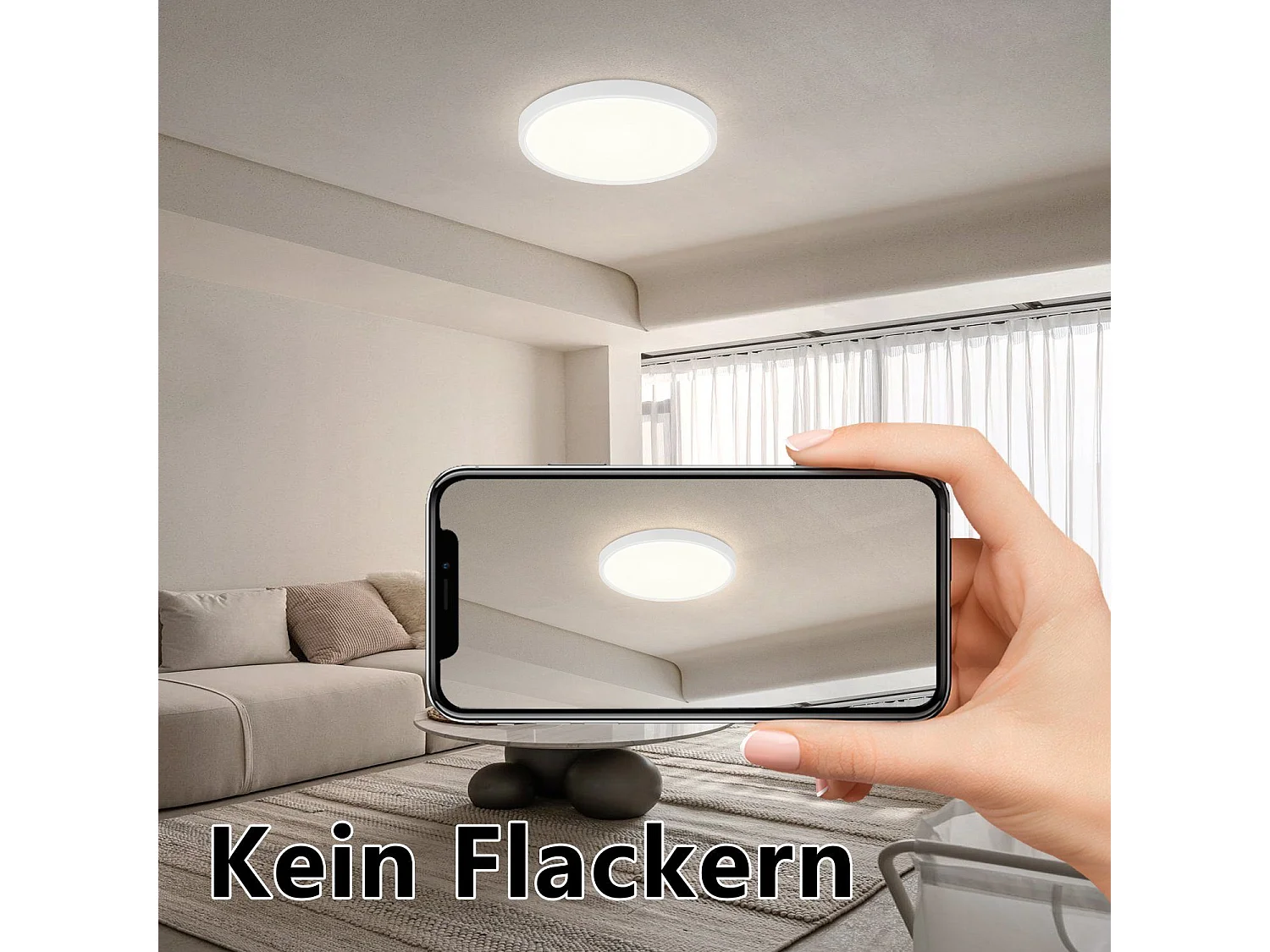 NETTLIFE Runde LED-Deckenleuchte, 18 W, modern, 23 cm, neutralweiß, flach, IP44, Badezimmerlampe für Schlafzimmer, Küche, Flur