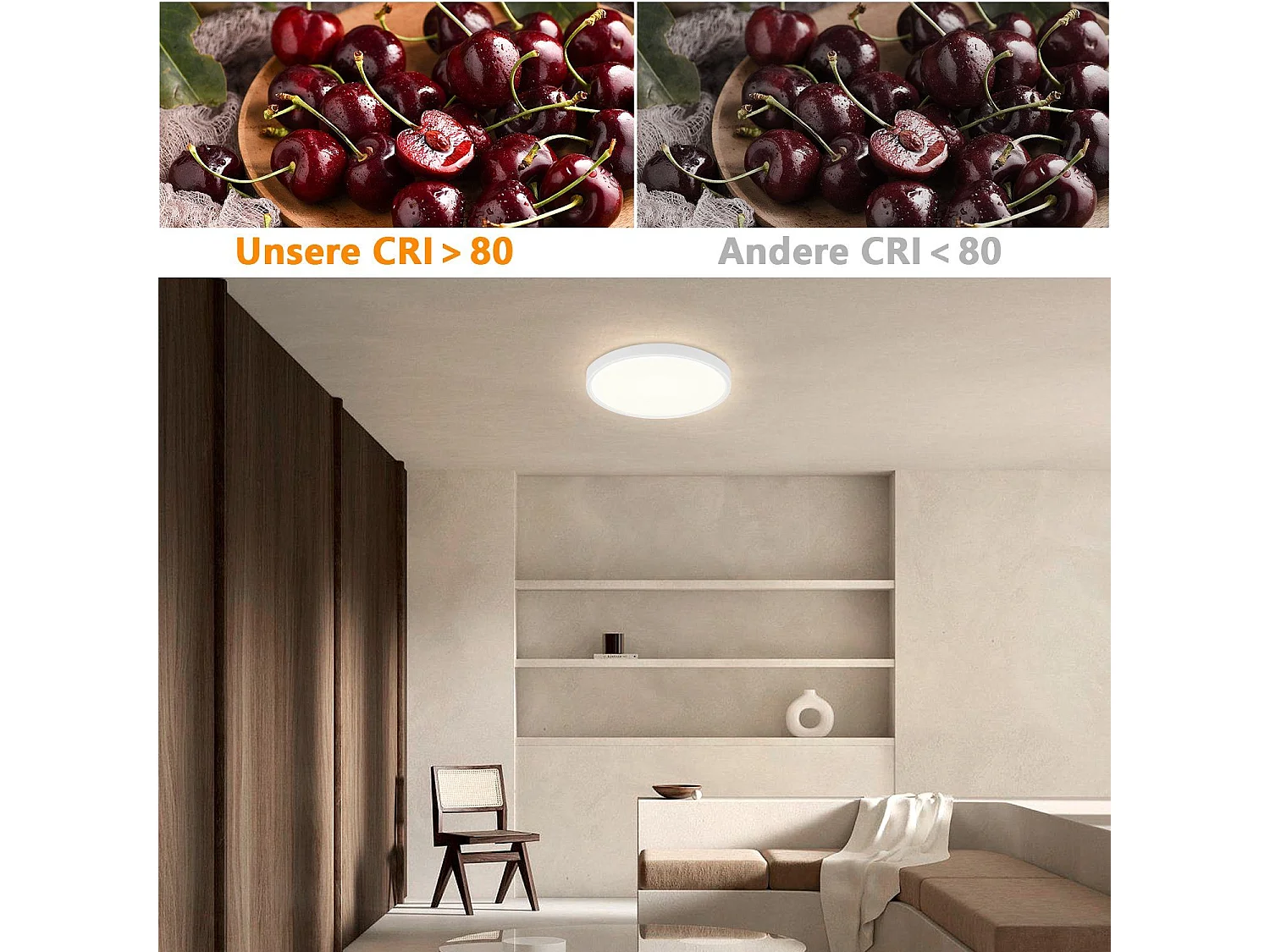 NETTLIFE Runde LED-Deckenleuchte, 18 W, modern, 23 cm, neutralweiß, flach, IP44, Badezimmerlampe für Schlafzimmer, Küche, Flur