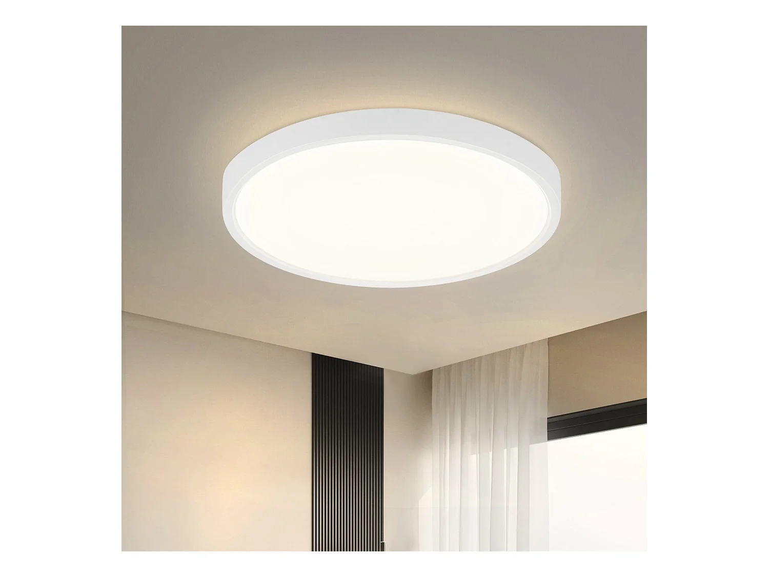 NETTLIFE Plafonnier LED ronde 18W Moderne 23cm Blanc neutre plate IP44 Lampe de Salle de bain pour chambre cuisine couloir
