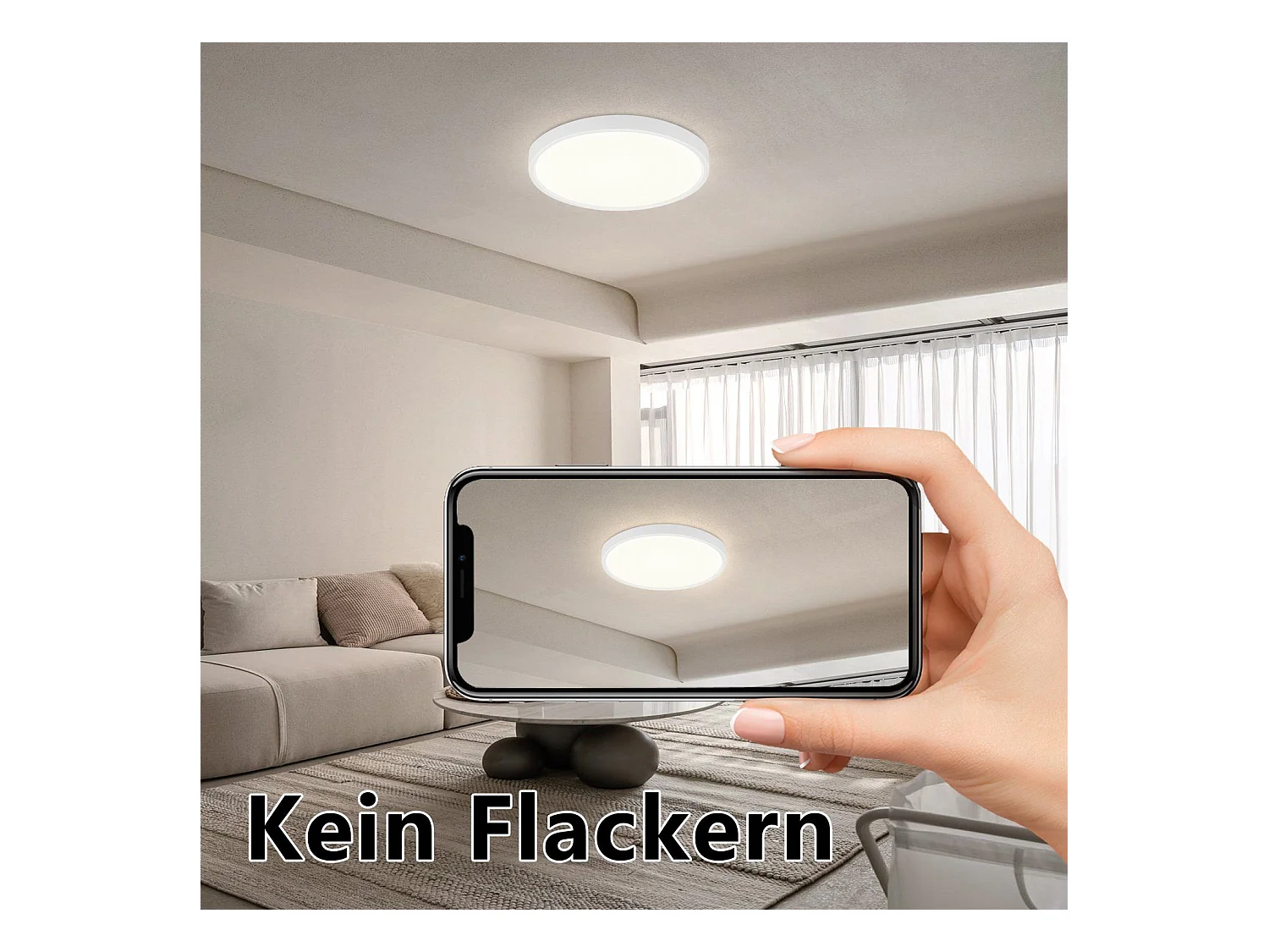 NETTLIFE Plafonnier LED ronde 18W Moderne 23cm Blanc neutre plate IP44 Lampe de Salle de bain pour chambre cuisine couloir
